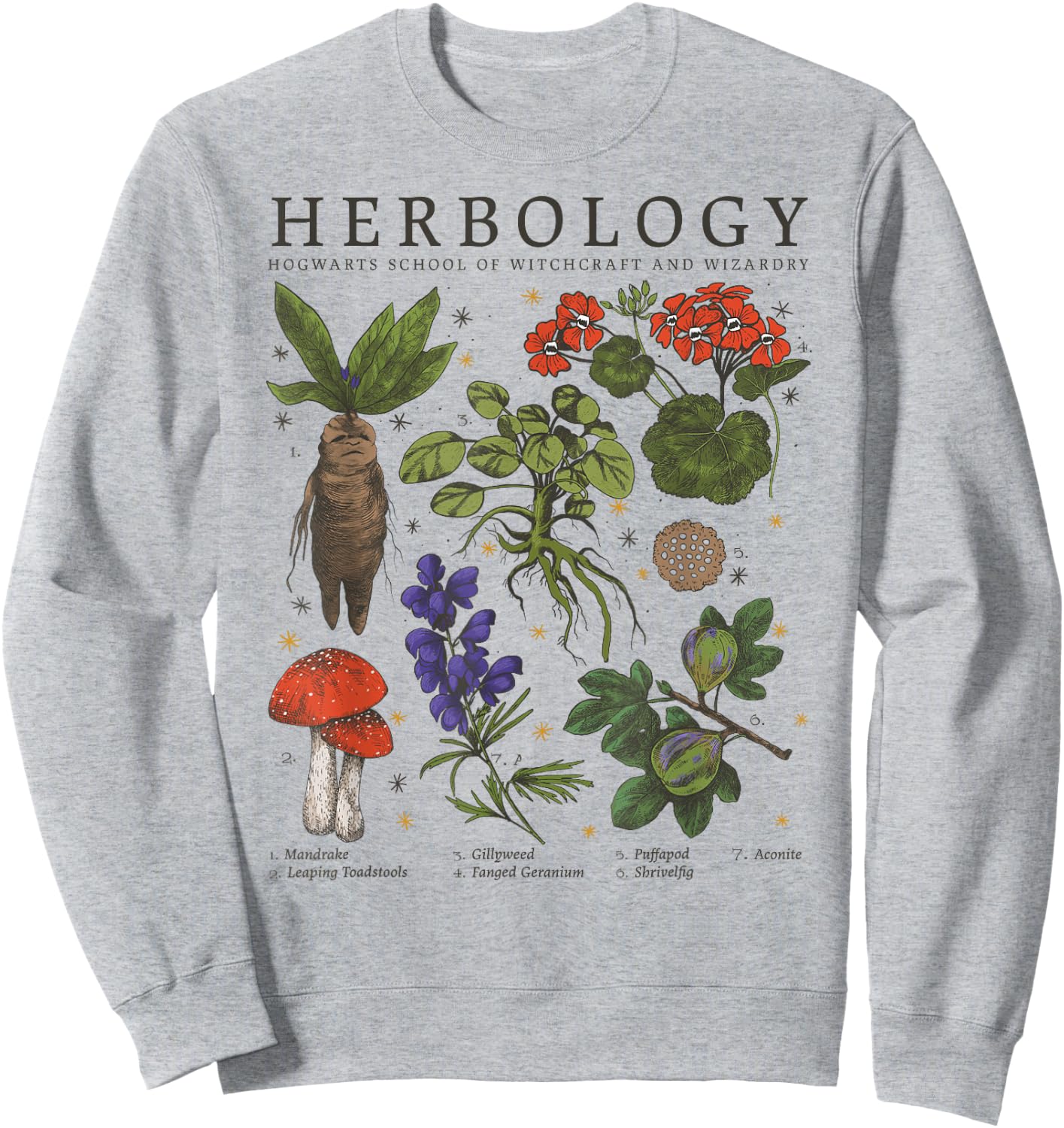 Harry Potter Herbology Plants Short Sleeve Sweatshirt - Sweatshirt | Ash