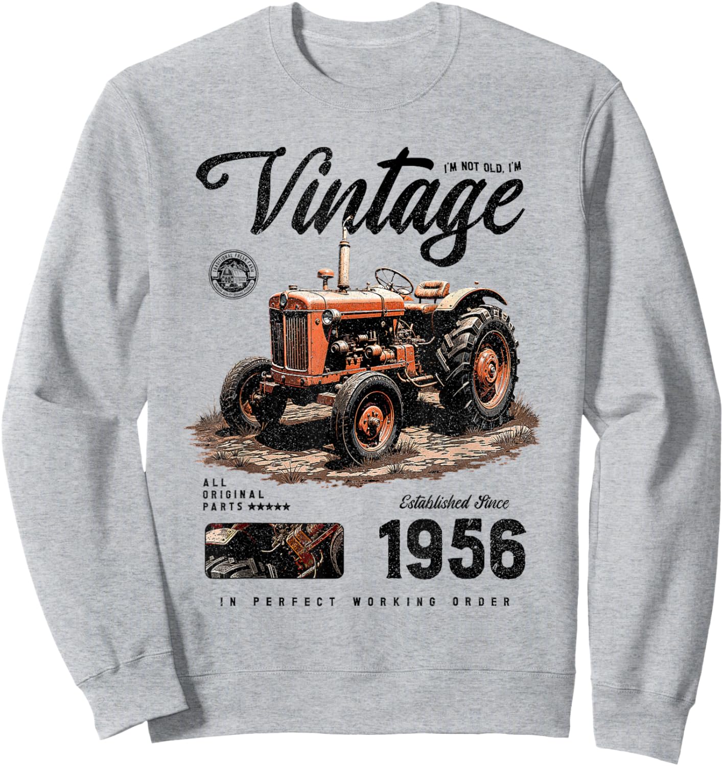 Anniversaire de l'agriculteur de tracteur vintage né en 1956 Sweatshirt - Sweatshirt | Ash