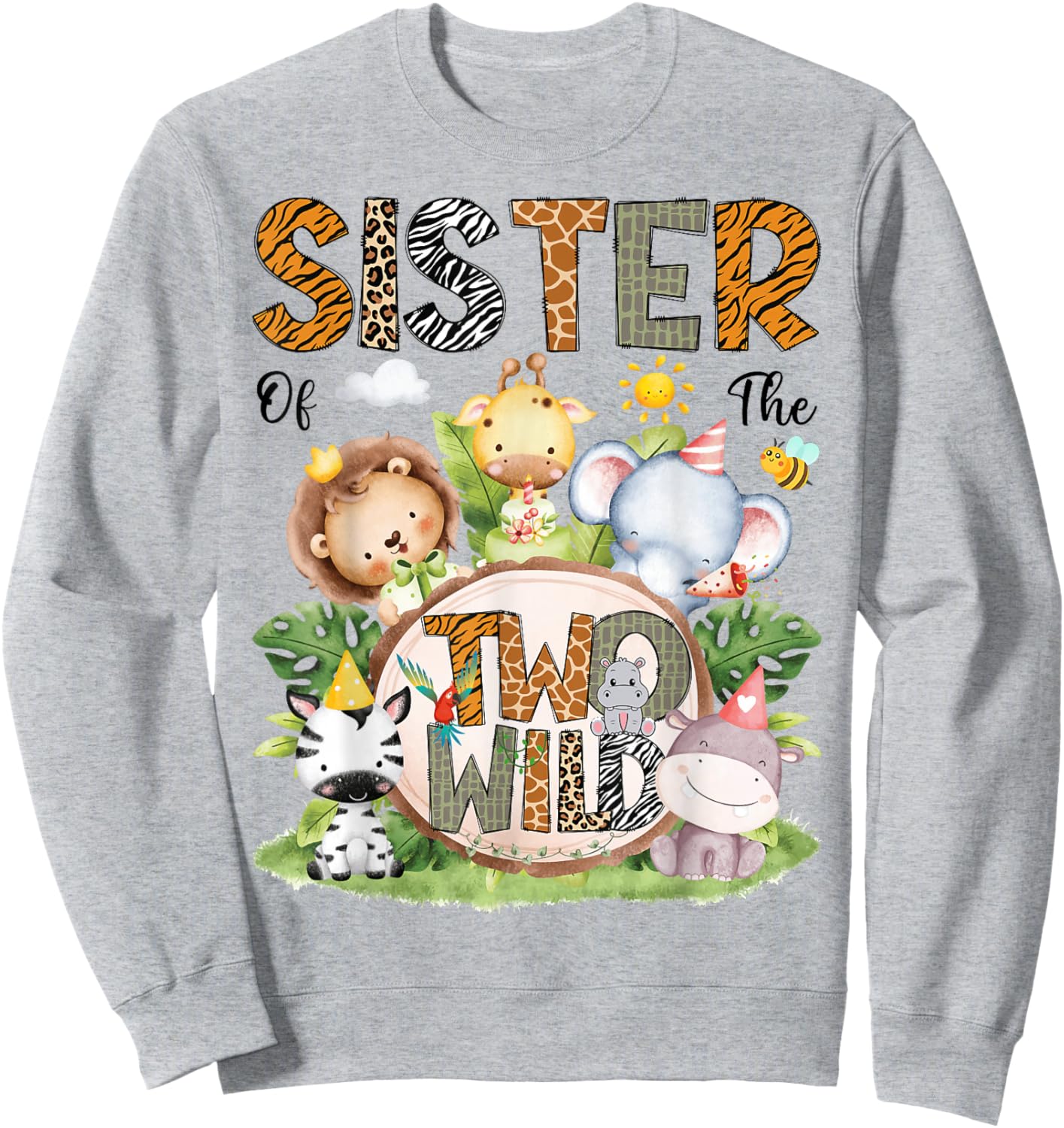 Sister of The Two Wild Safari Jungle 2nd Birthday Boy Sweatshirt - Sweatshirt | Ash