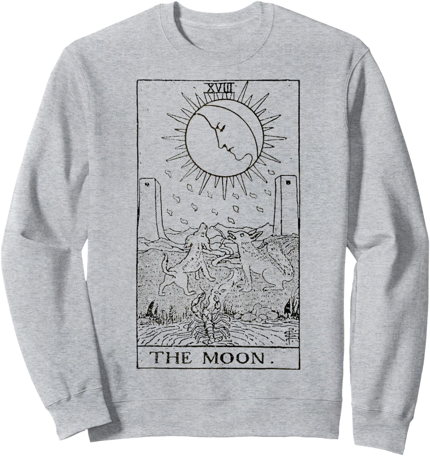 The Moon Tarot Card Vintage Sweatshirt - Sweatshirt | Ash