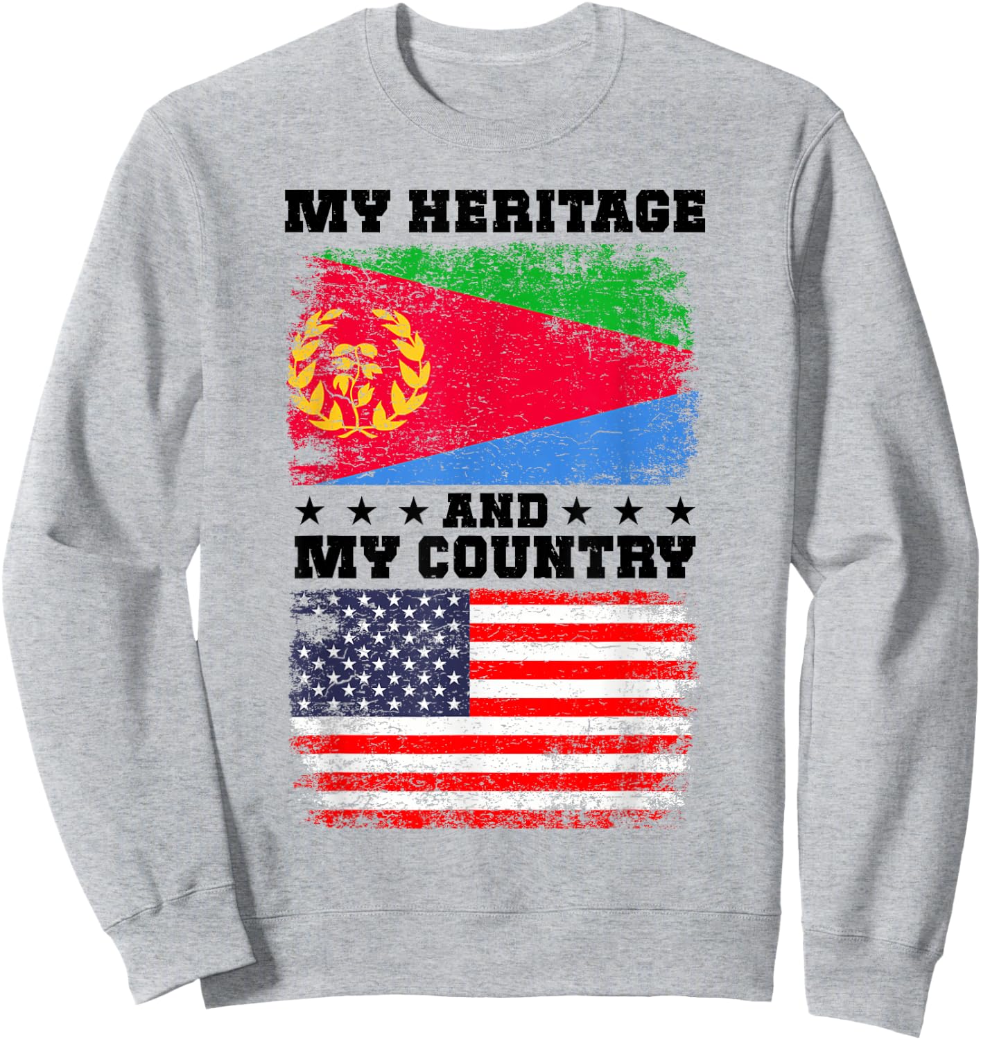 Eritrean Heritage Uniform American Outfit US Eritrea Flag Sweatshirt - Sweatshirt | Ash