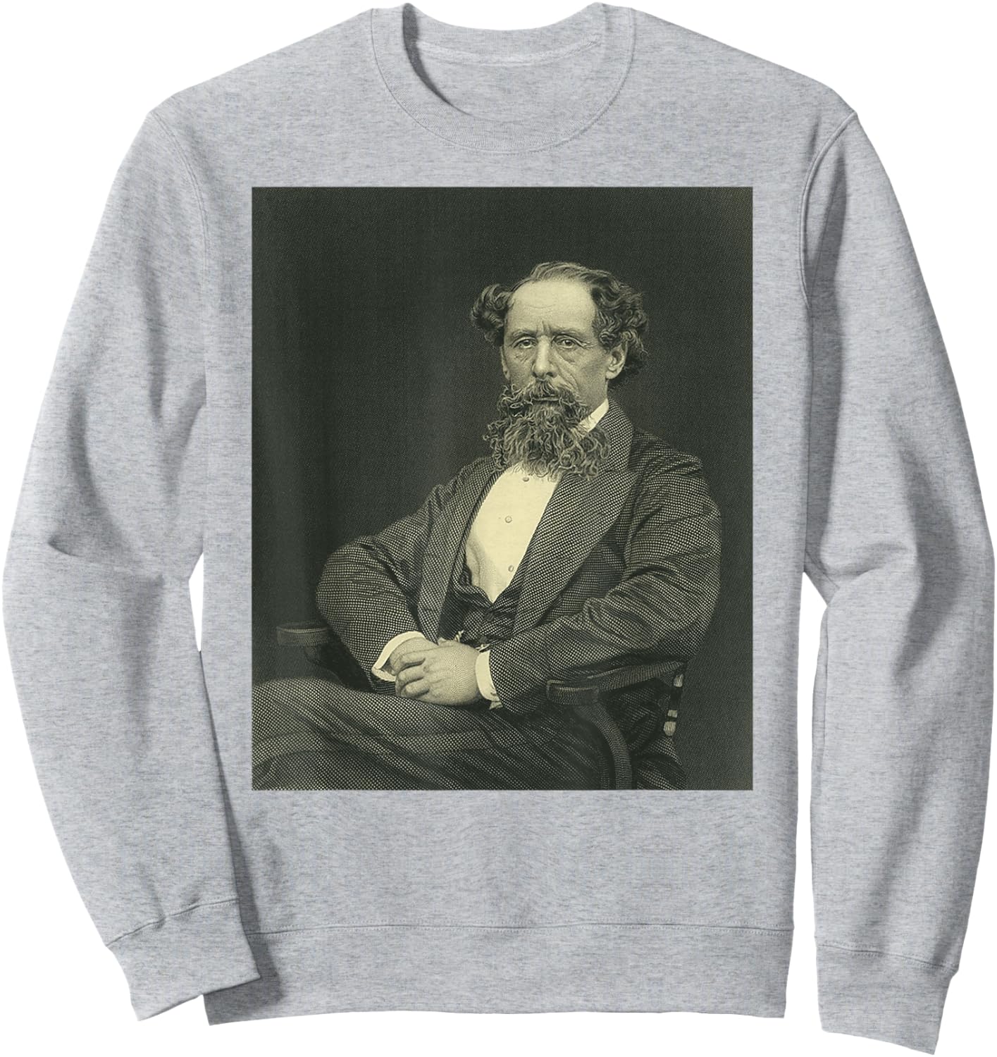 Vintage Portrait Retro Charles Dickens Sweatshirt - Sweatshirt | Ash