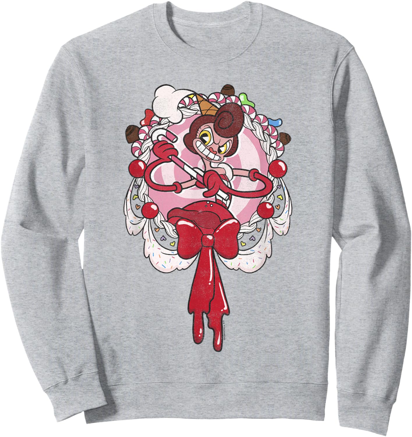 Cuphead Baroness Von Bon Bon Melting Candy Frame Portrait Sweatshirt - Sweatshirt | Ash