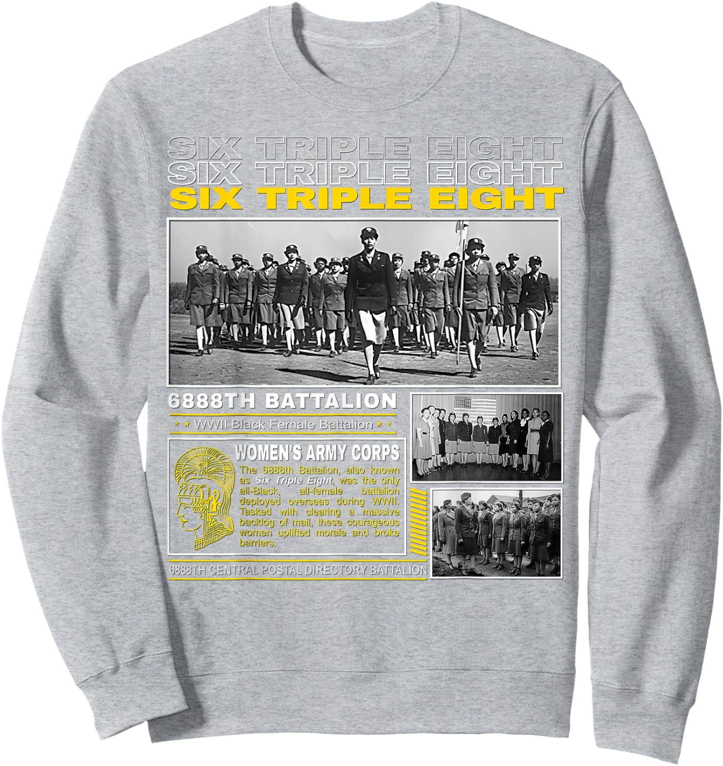 6888th Battalion WWII All-Black Female Unit Sweatshirt - Sweatshirt | Ash