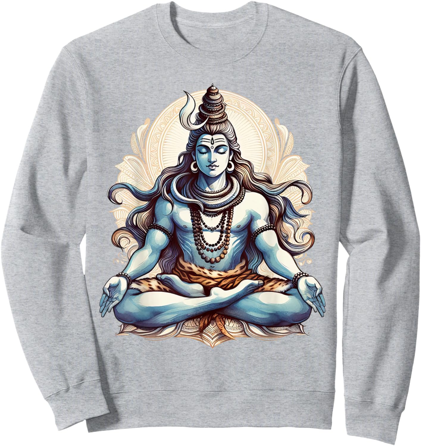 Lord Shiva Meditation Deity Hindu Mythology Religious Sweatshirt - Sweatshirt | Ash