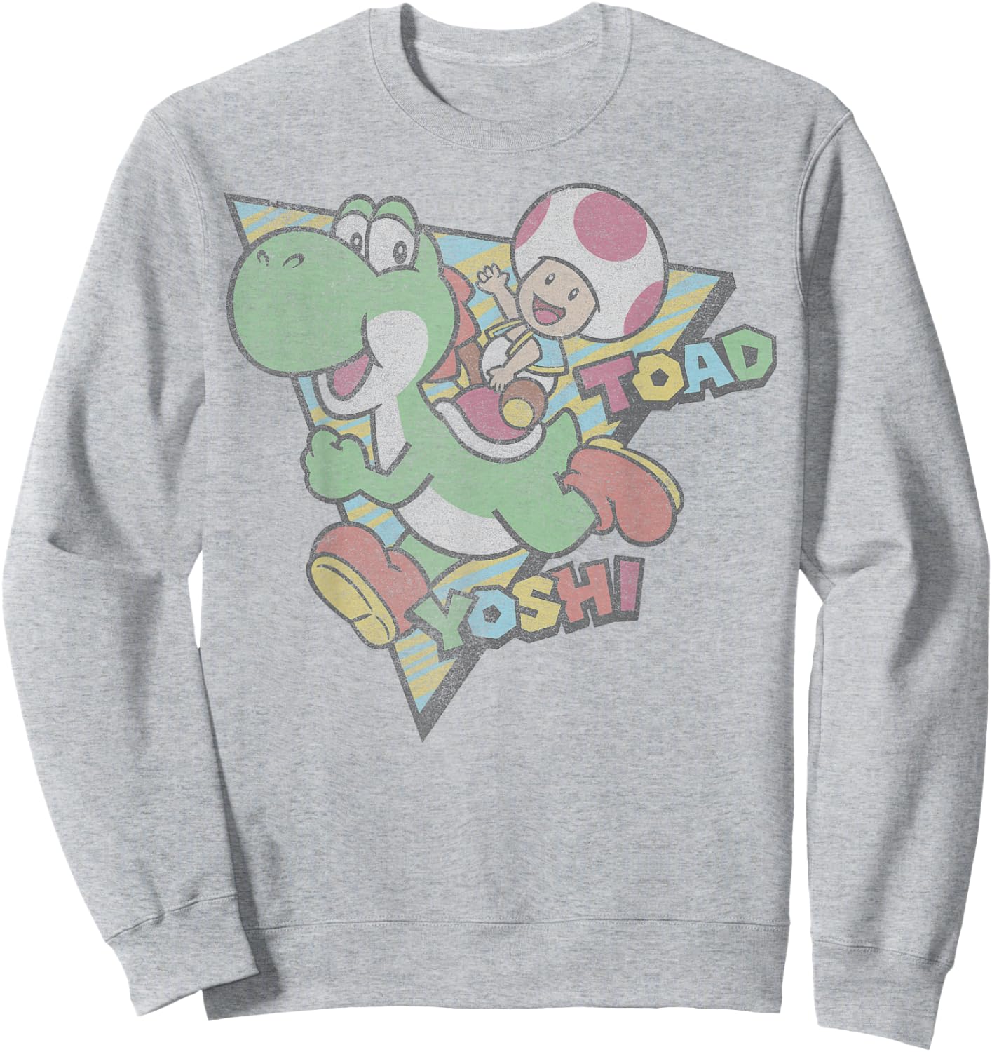 Super Mario Toad & Yoshi Vintage Nintendo Game Portrait Sweatshirt - Sweatshirt | Ash