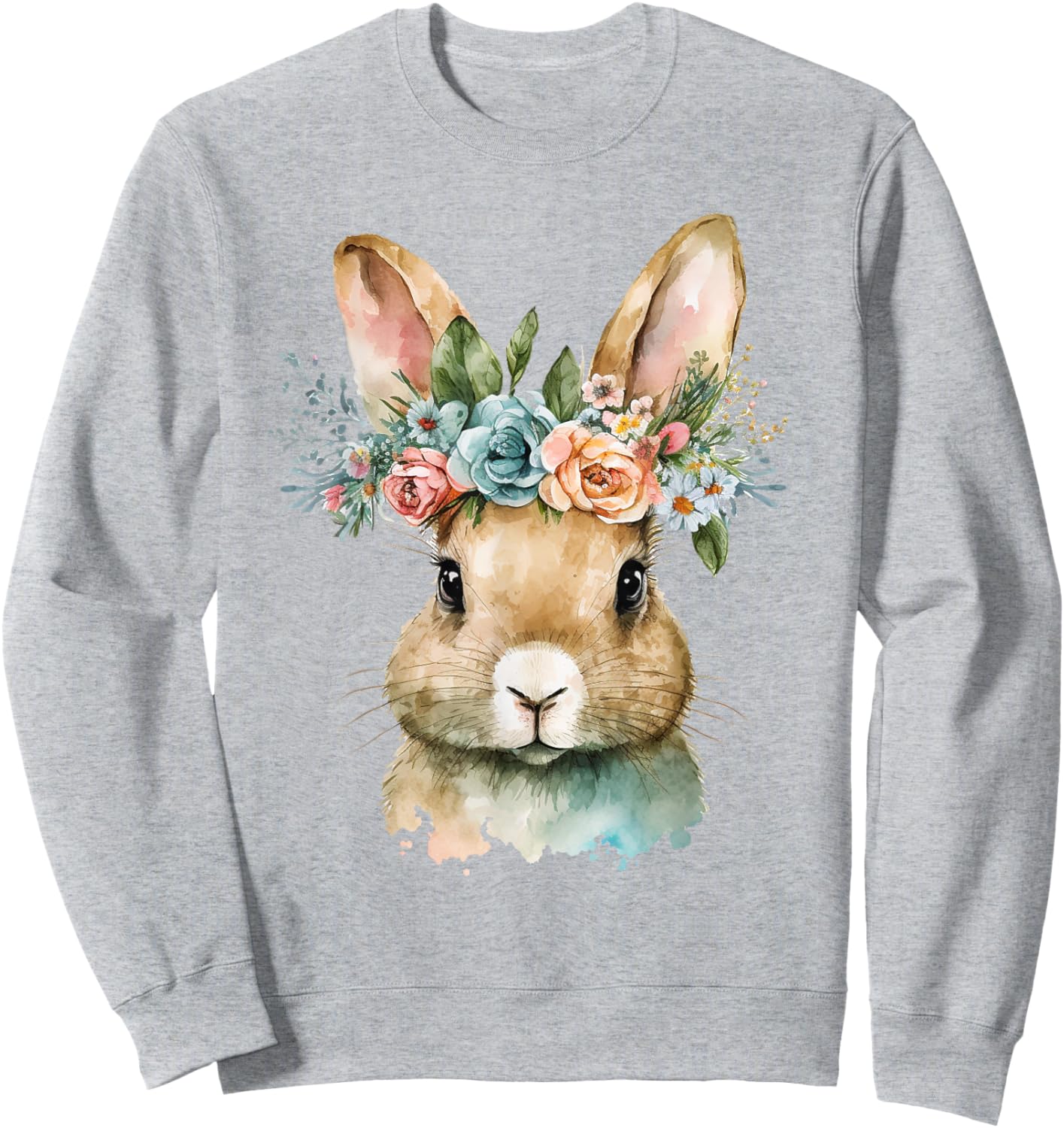 Easter Bunny Floral Flower Crown For Girls Women Spring Sweatshirt - Sweatshirt | Ash