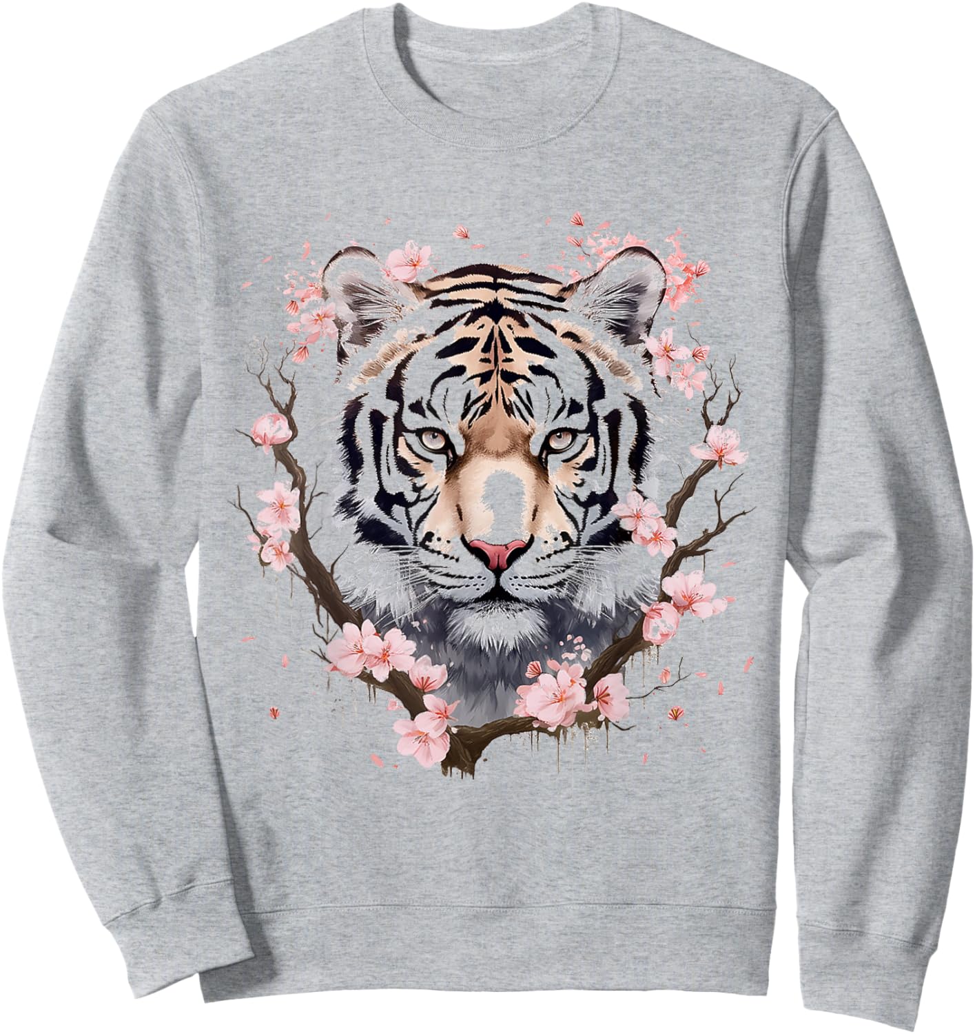 Tiger Animal Nature Motif Abstract Art Face Tiger Sweatshirt - Sweatshirt | Ash
