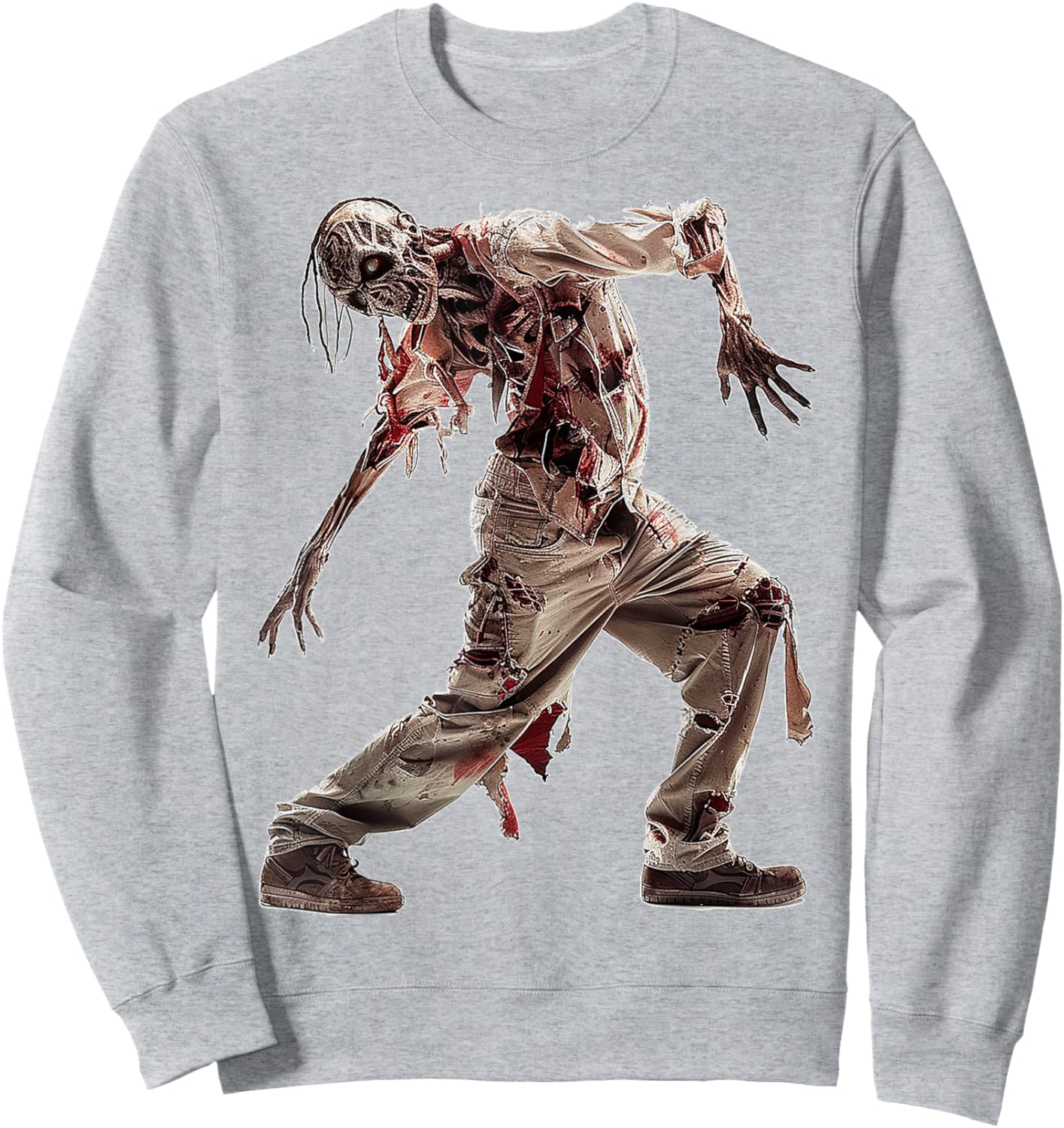 Zombie Costume Halloween Graphic Art Zombie Sweatshirt - Sweatshirt | Ash
