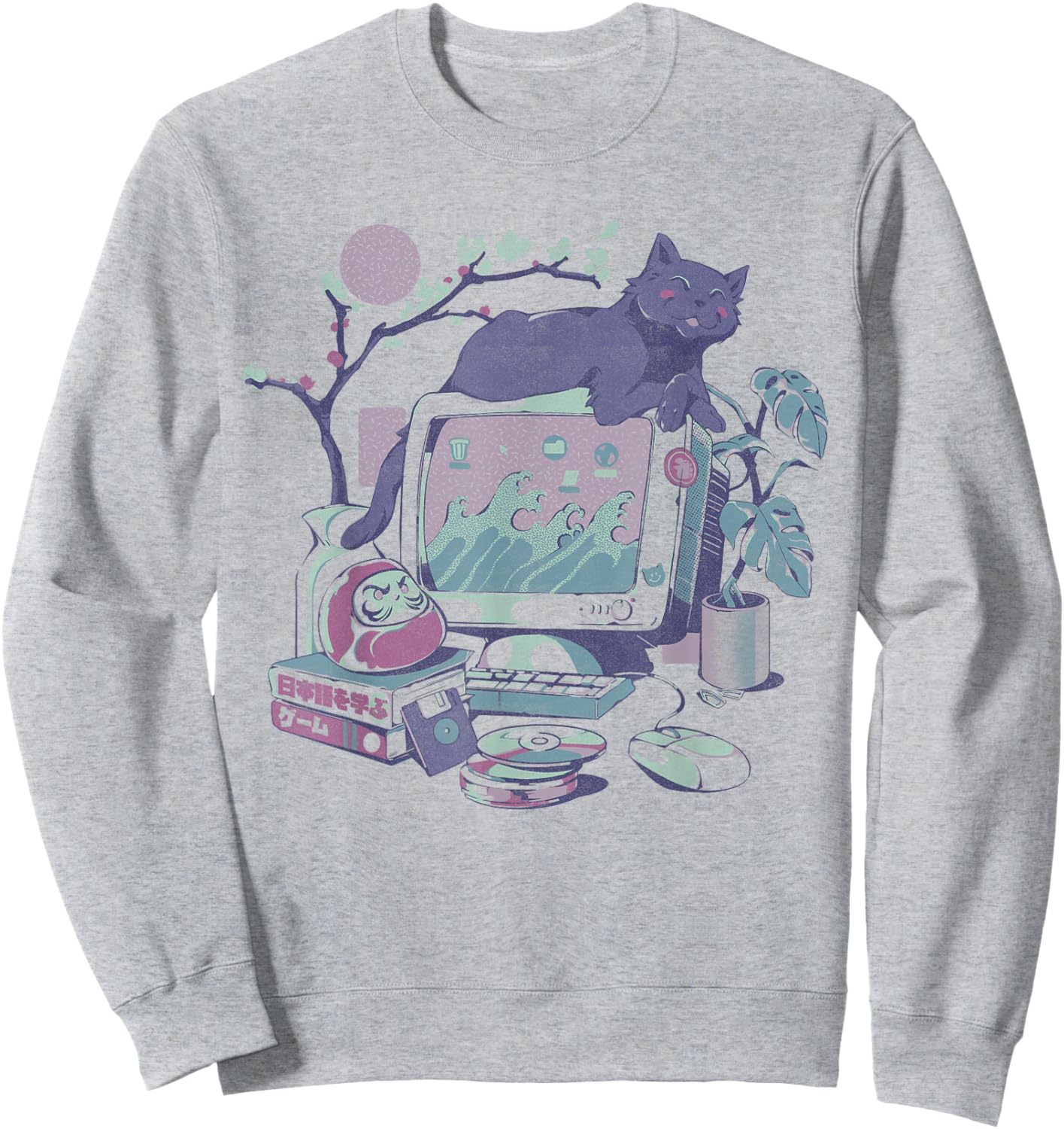 Vaporwave Desktop Collection Vintage Japanese Aesthetics Sweatshirt - Sweatshirt | Ash
