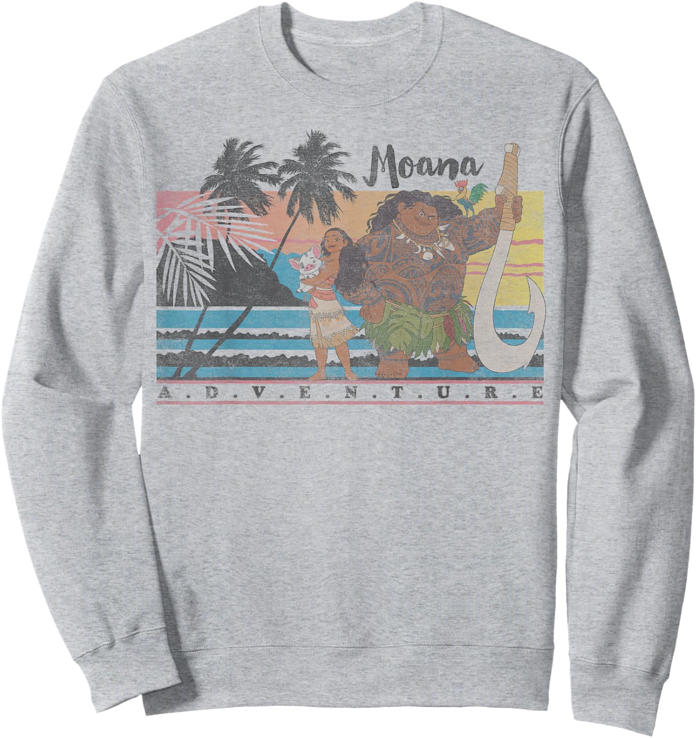 Disney Moana & Maui Adventure Faded Portrait Sweatshirt - Sweatshirt | Ash