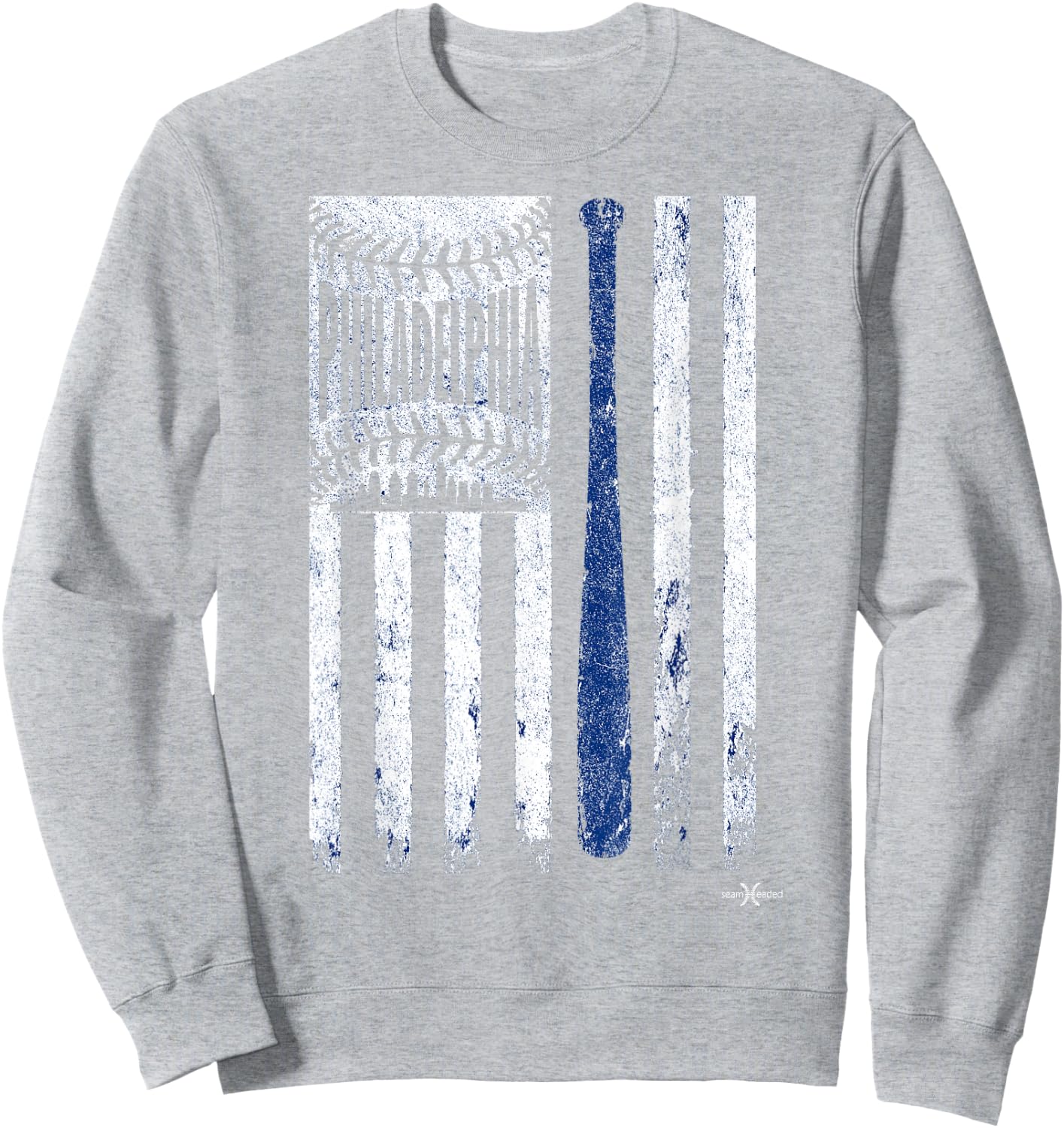 The Vintage Philadelphia Baseball Flag | Patriotic Baseball Kids Men Sweatshirt - Sweatshirt | Ash