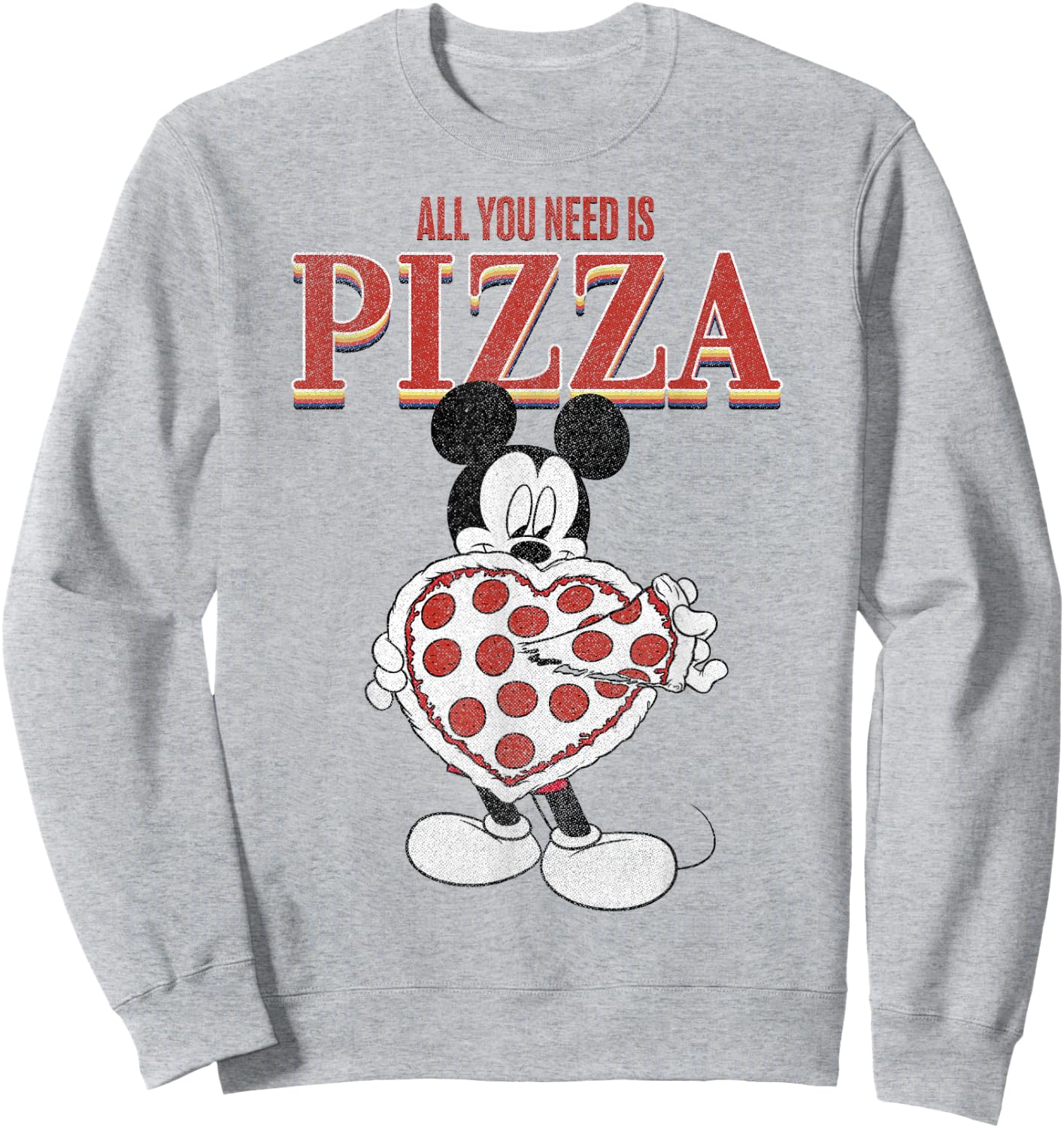 Disney Mickey And Friends Mickey All You Need Is Pizza Sweatshirt - Sweatshirt | Ash