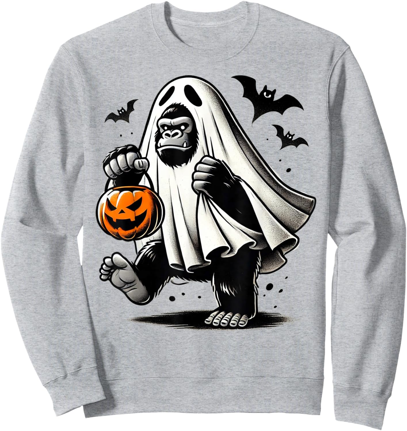Funny Gorilla Halloween Ghost Costume Trick Or Treat Monkey Sweatshirt - Sweatshirt | Ash