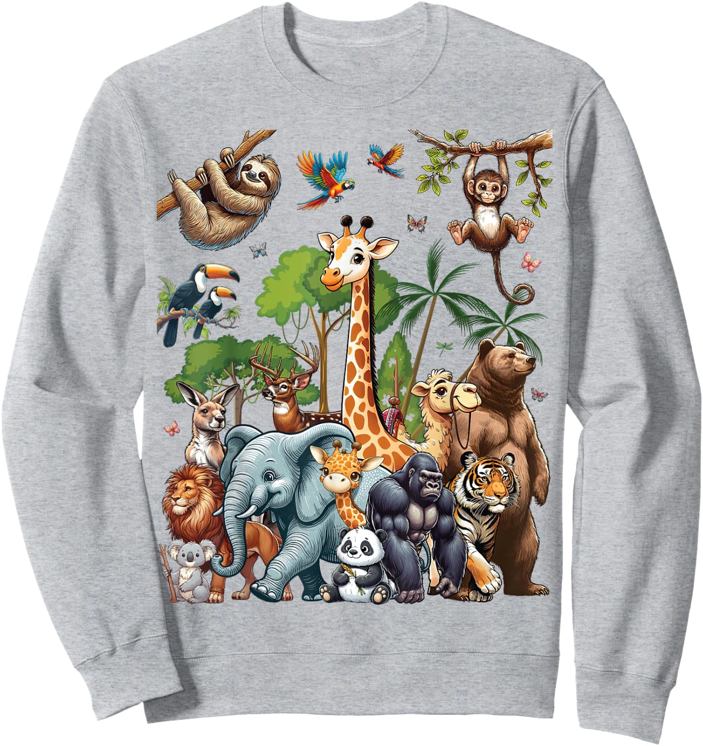 Zoo Animals Wildlife Safari Jungle Zoo Birthday Party Sweatshirt - Sweatshirt | Ash