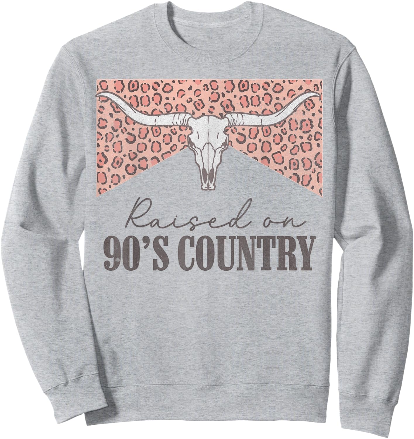 Raised On 90's Country Music Retro Leopard Western Cowgirls Sweatshirt - Sweatshirt | Ash