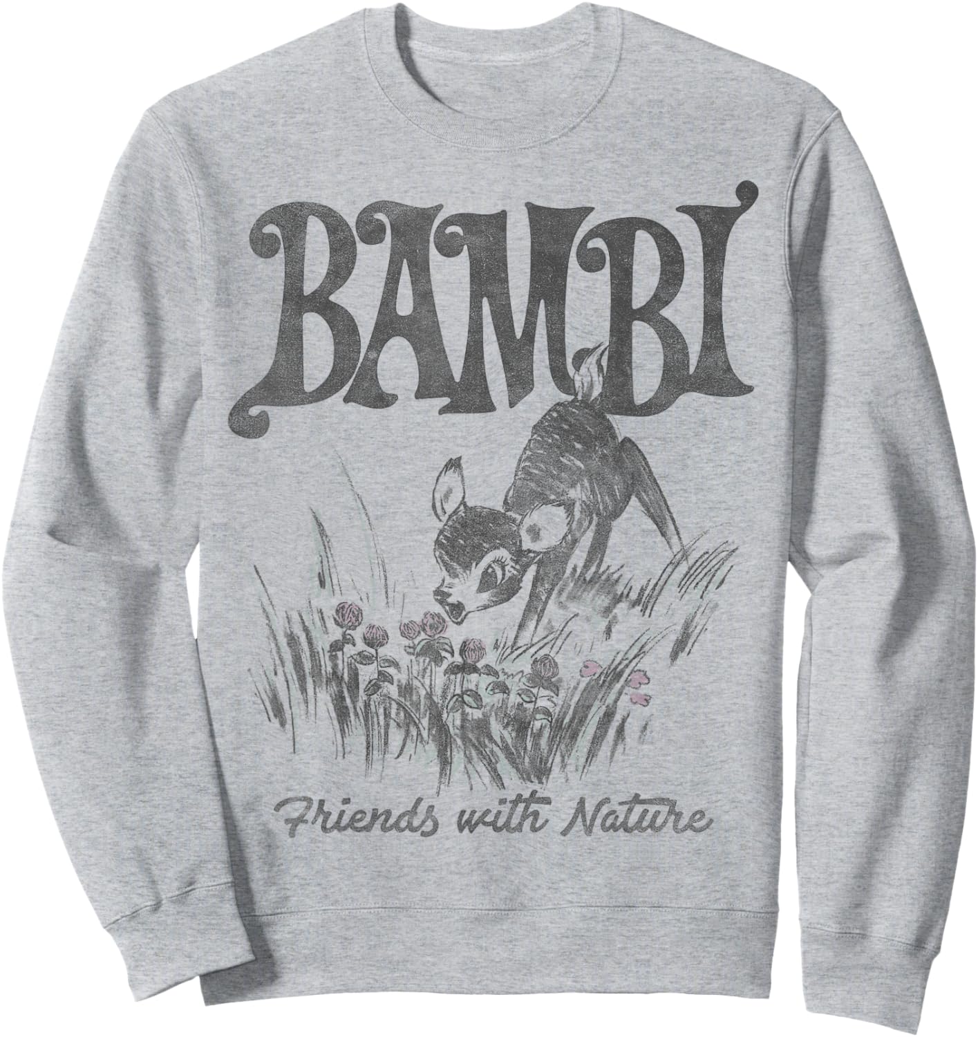 Disney Bambi Friends with Nature Pencil Sketch Sweatshirt - Sweatshirt | Ash