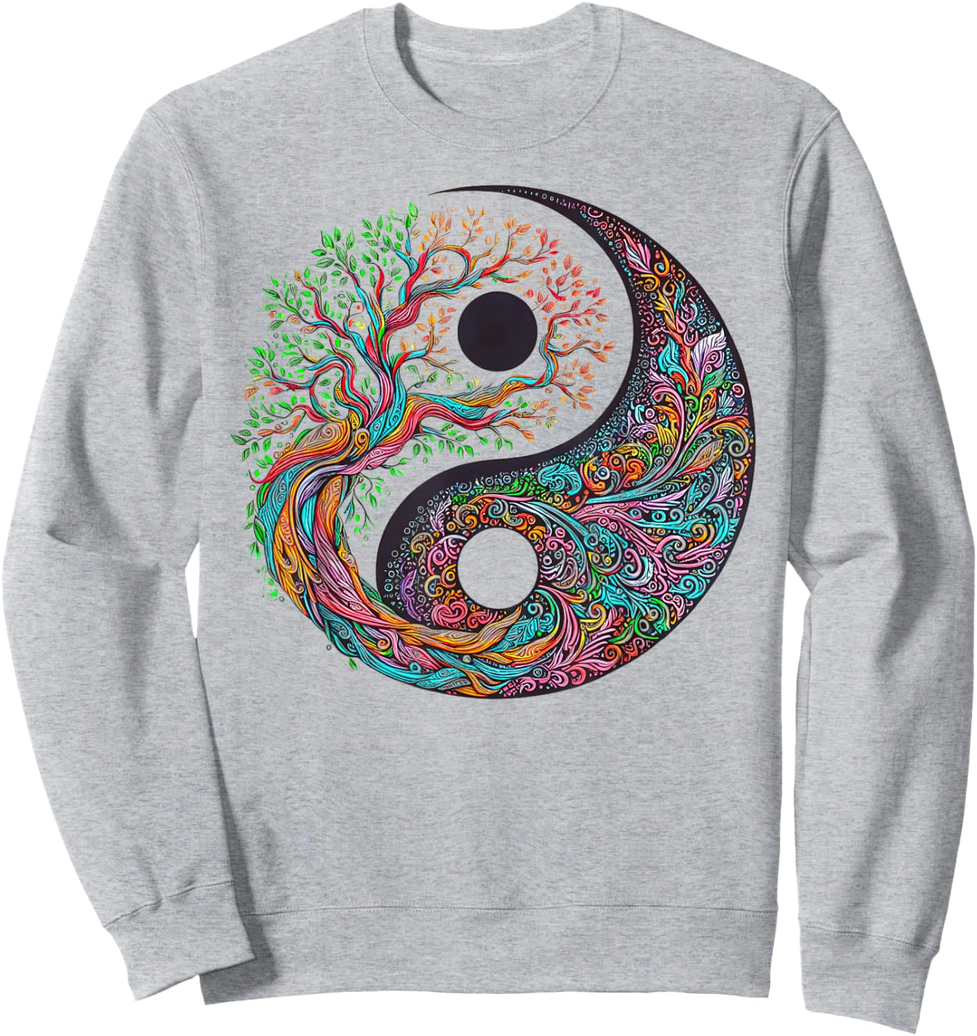 Yin Yang Tree of Life Taoist Symbol Yoga Meditation Buddhist Sweatshirt - Sweatshirt | Ash