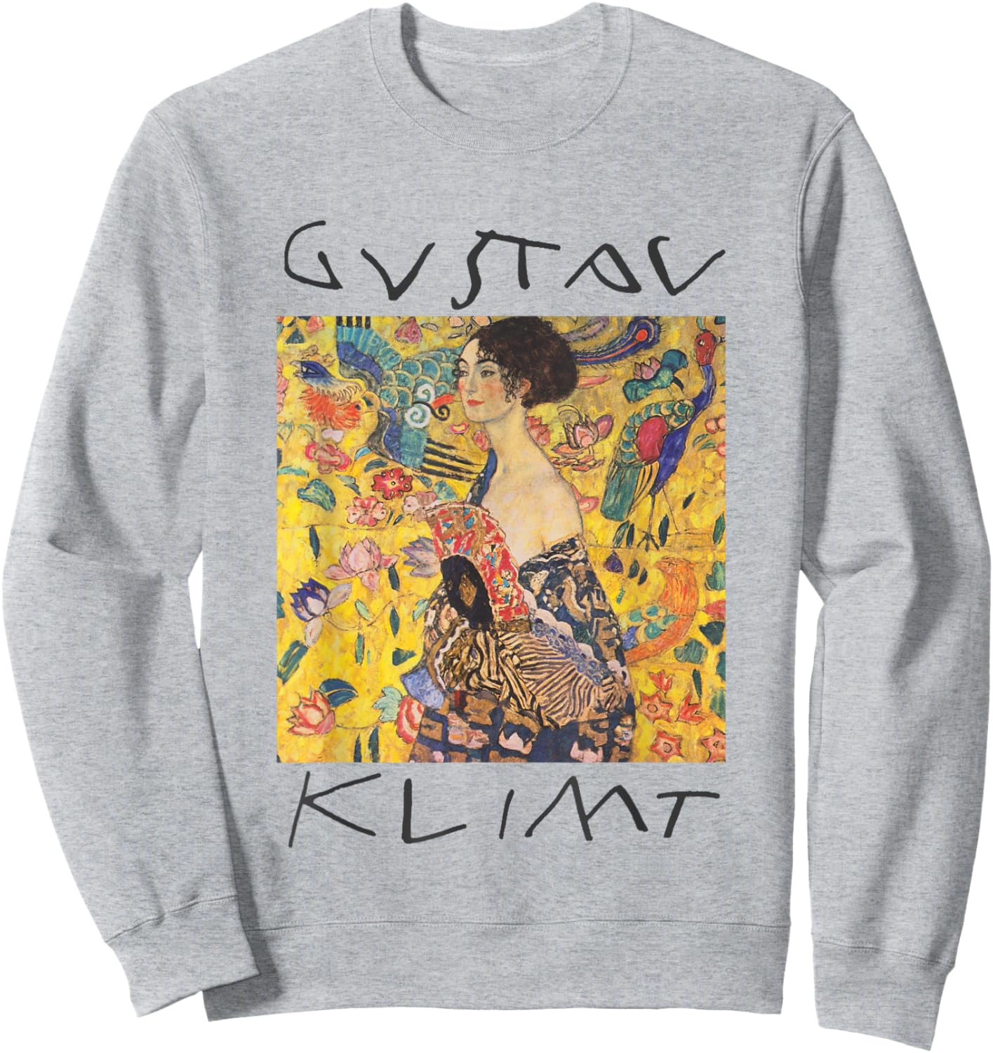 Gustav Klimt Lady With A Fan Vintage Painting Sweatshirt - Sweatshirt | Ash