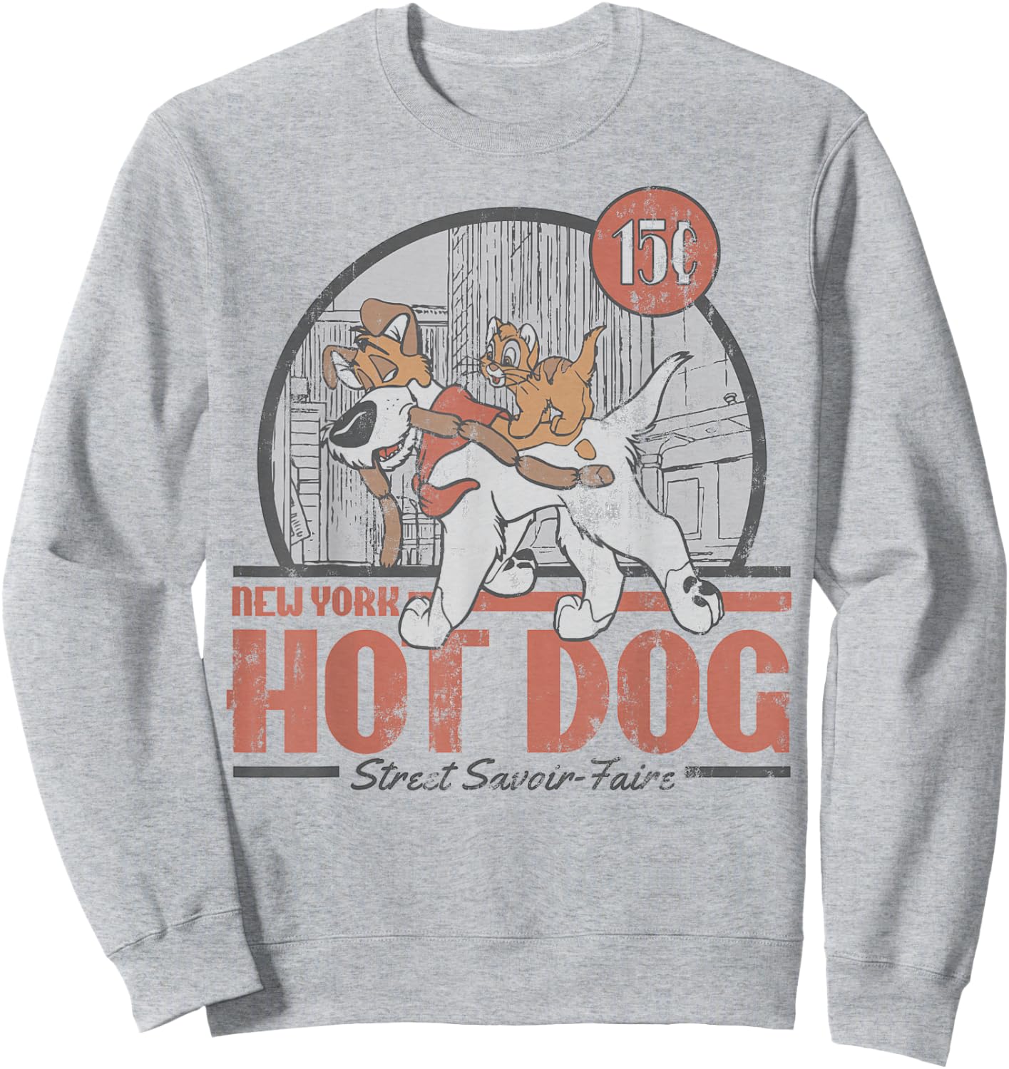 Disney Oliver & Company New York Hot Dog Poster Small Sweatshirt - Sweatshirt | Ash