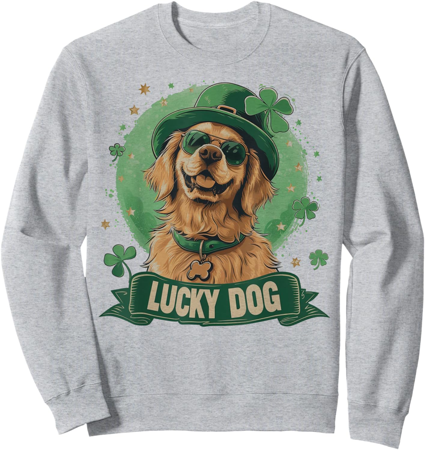 Golden Retriever Dog - St. Patrick's Day Saint Paddy's Irish Women Kids Sweatshirt - Sweatshirt | Ash