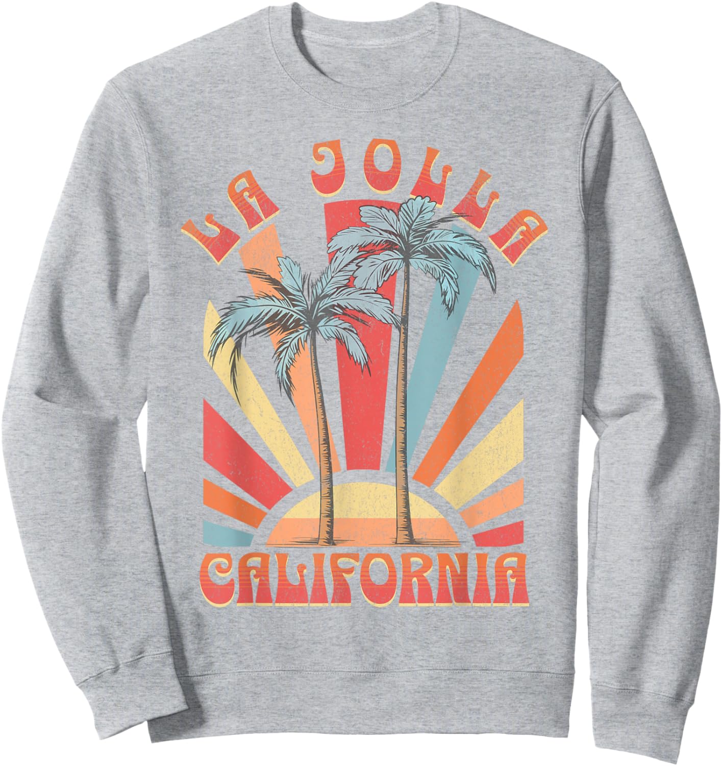 La Jolla Beach California Surfing Surf Ocean Retro - -Adults, Kids - Blue - Small - Short Sleeve Sweatshirt - Sweatshirt | Ash