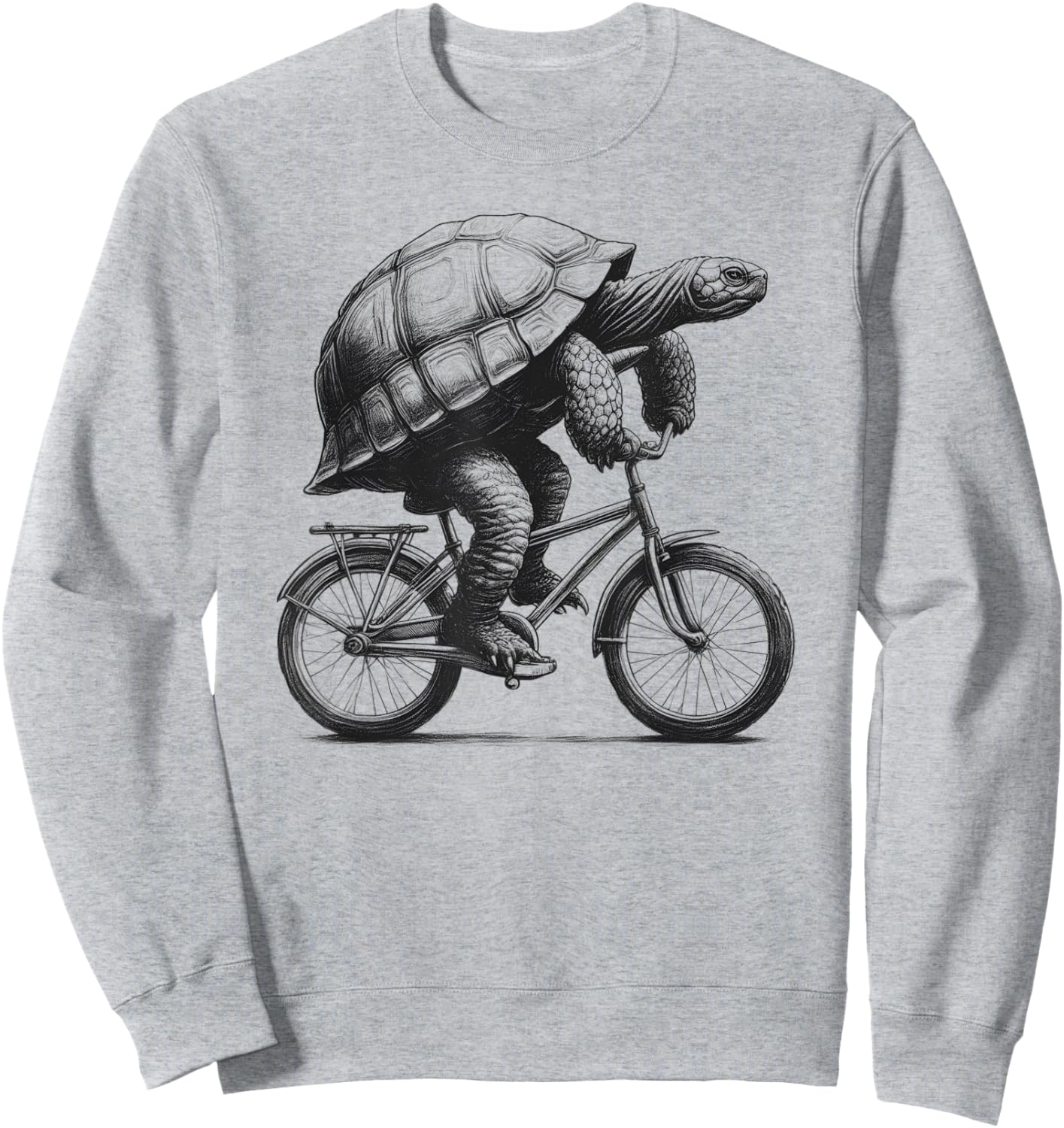 Turtle Riding Bike Biker Cycling Bicycle Vintage Retro Sweatshirt - Sweatshirt | Ash