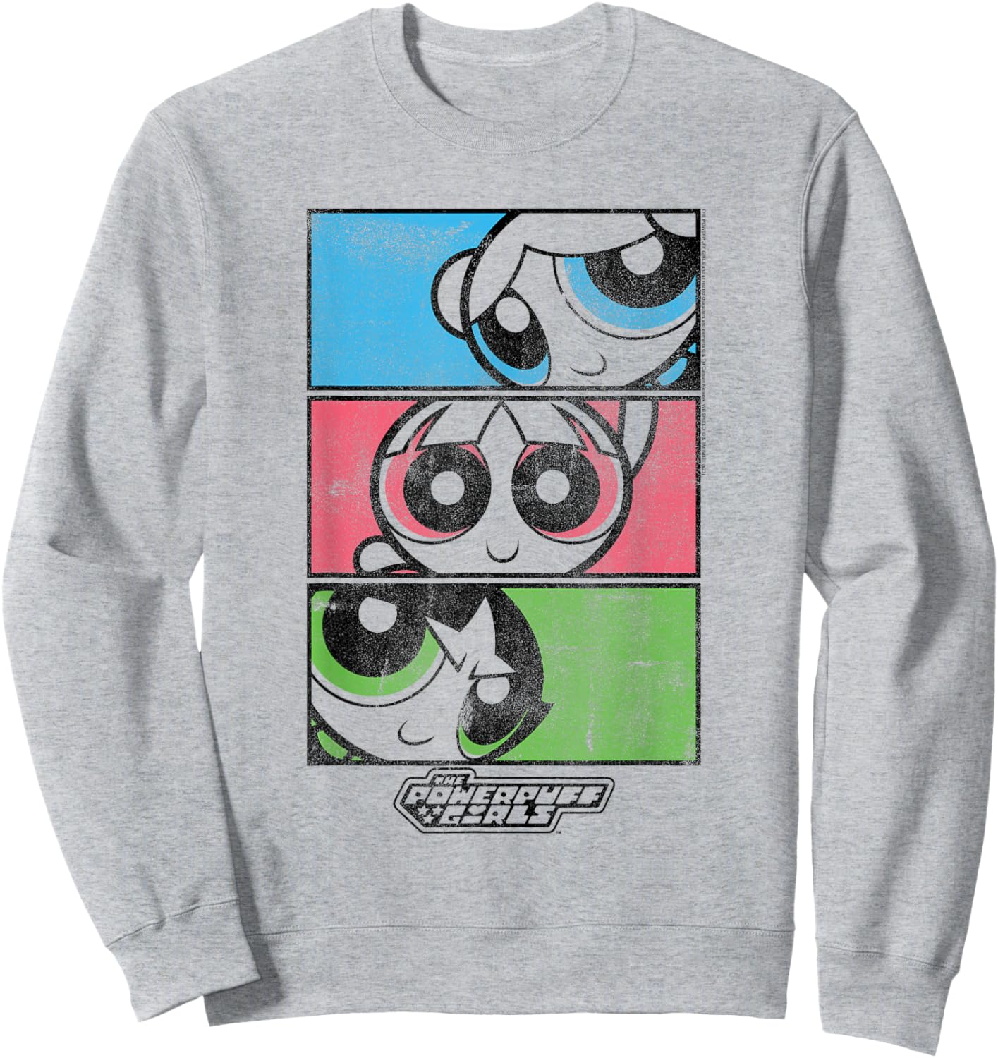 Powerpuff Girls Blossom, Bubbles, Buttercup Stacked Cartoon Sweatshirt - Sweatshirt | Ash
