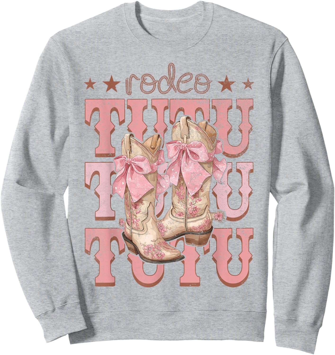 Rodeo Tutu Pink Boots Coquette Cow-Girl Birthday Party Sweatshirt - Sweatshirt | Ash