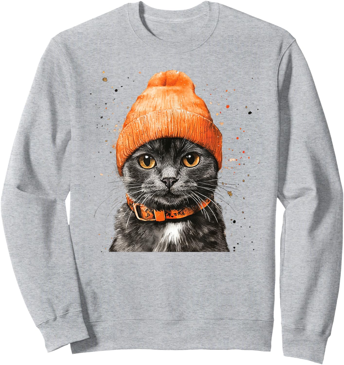 A Cat In An Orange Beanie That Looks Really Cute Men Women Kids Sweatshirt - Sweatshirt | Ash