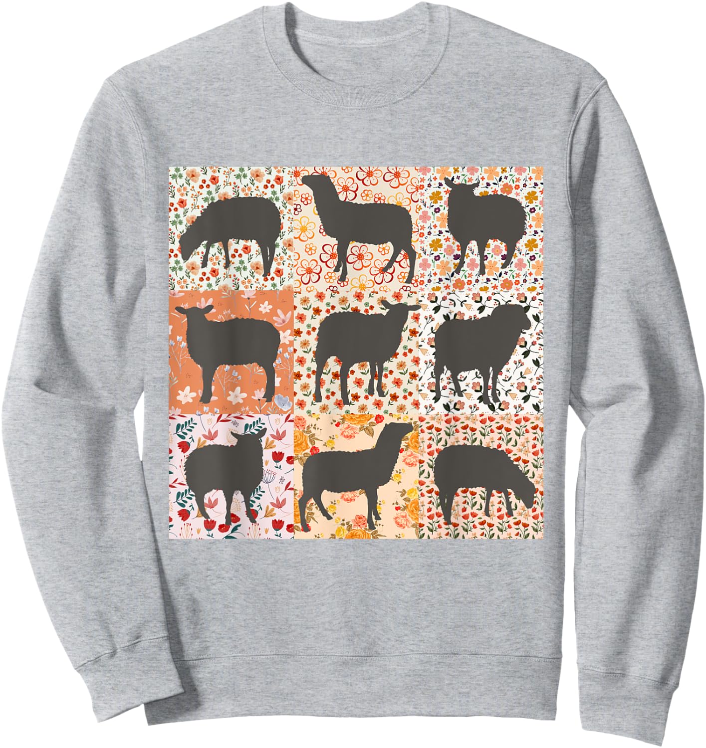 Sheep Lover Sheep Mom Sheep Mama Farmer Floral Boho Sheep Sweatshirt - Sweatshirt | Ash