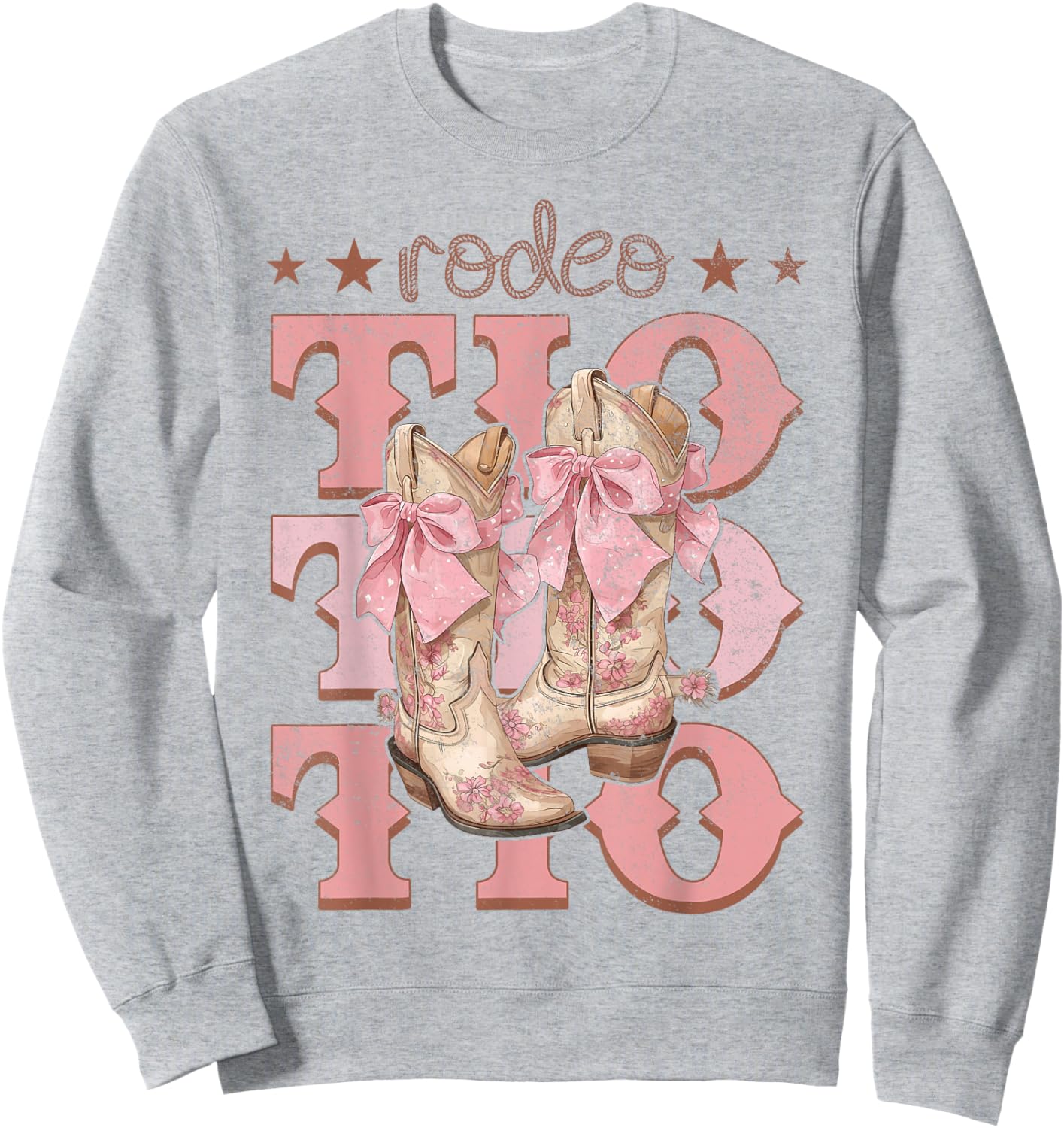 Rodeo Tio Pink Boots Coquette Cow-Girl Birthday Party Sweatshirt - Sweatshirt | Ash