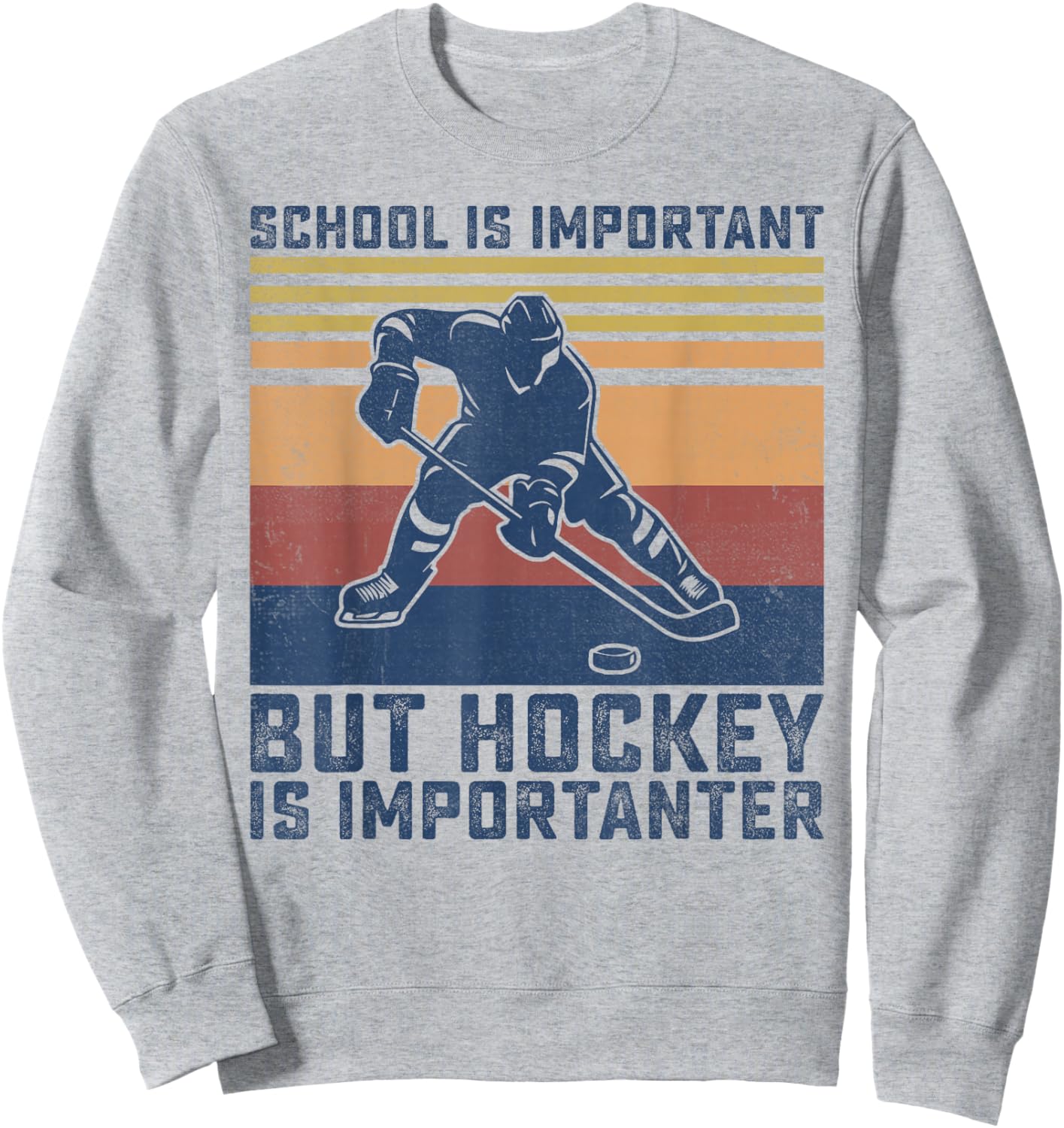 Funny School Is Important But Hockey Is Importanter Boys Sweatshirt - Sweatshirt | Ash