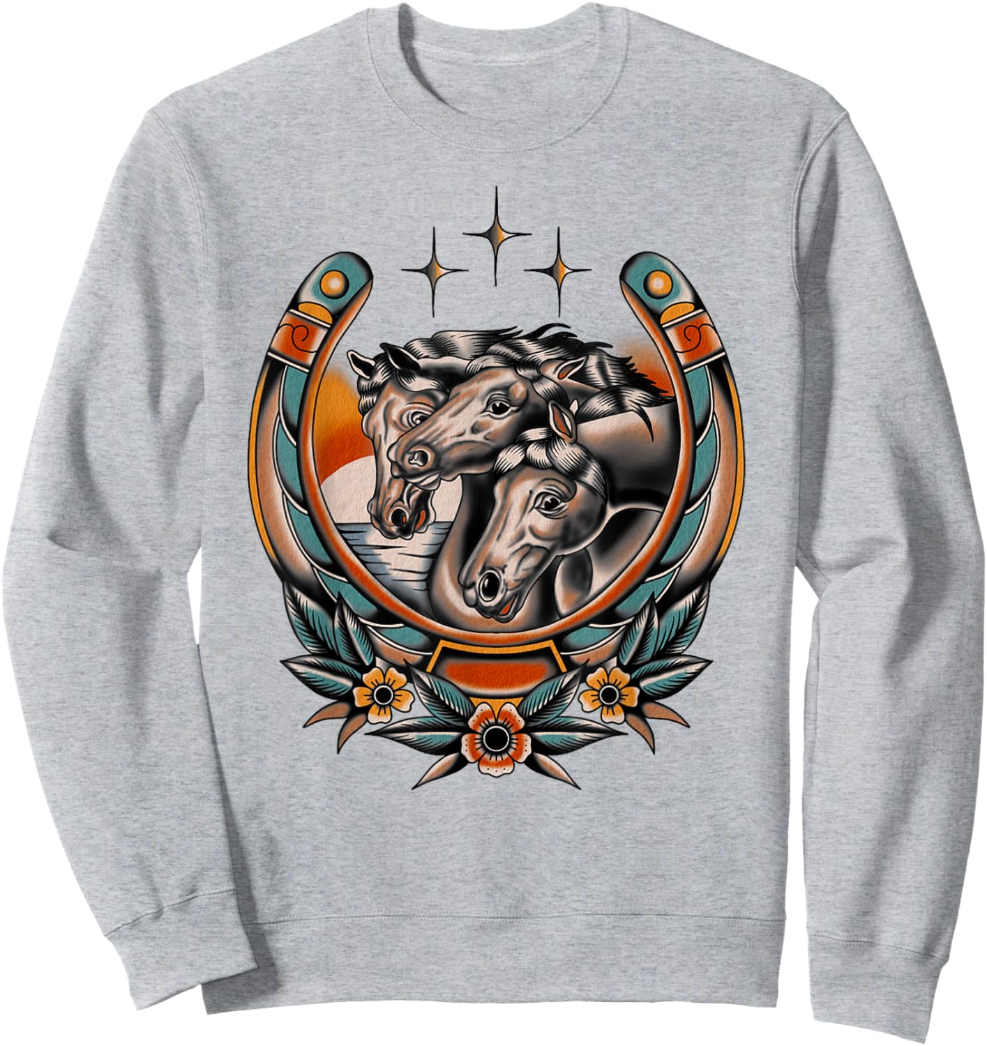 Pharaoh's Horses Vintage Traditional Tattoo Artist Flash Ink Sweatshirt - Sweatshirt | Ash