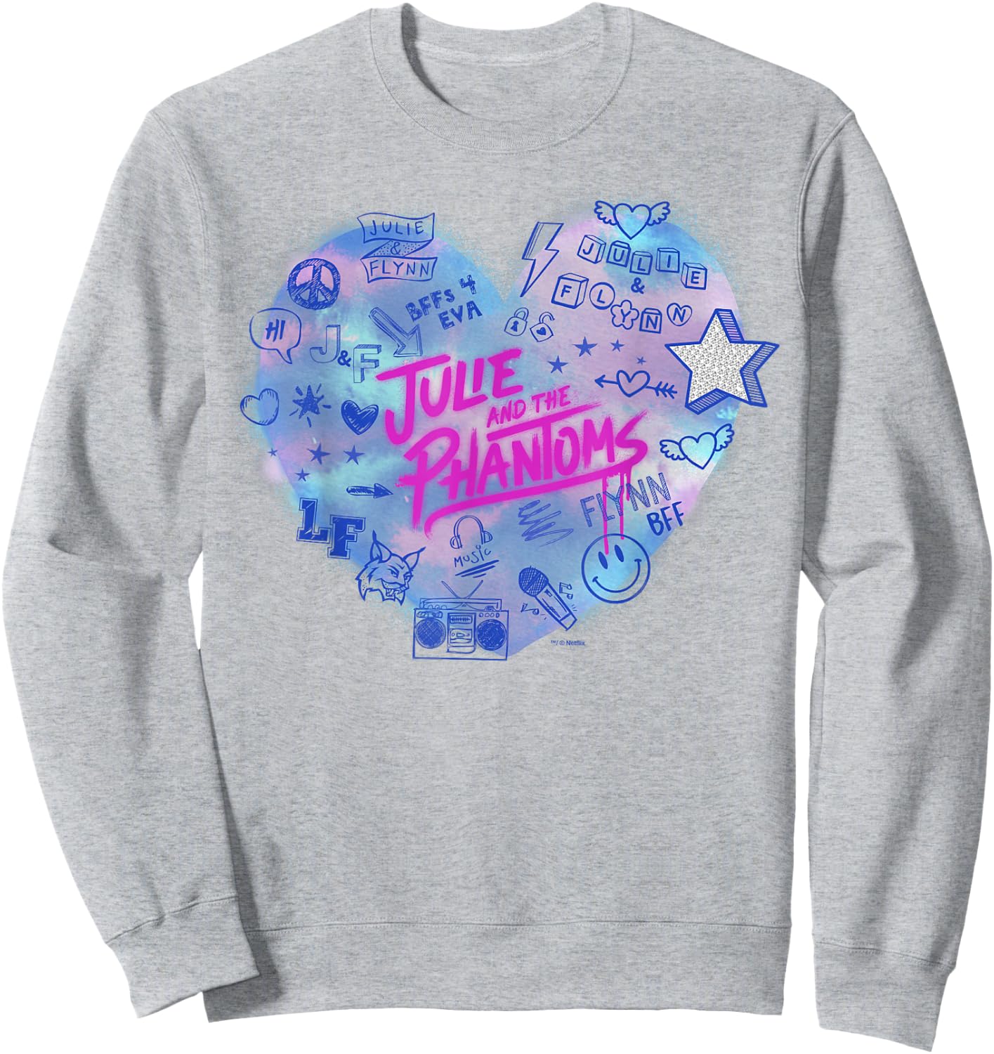 Julie and The Phantoms Airbrush Heart Logo Sweatshirt - Sweatshirt | Ash