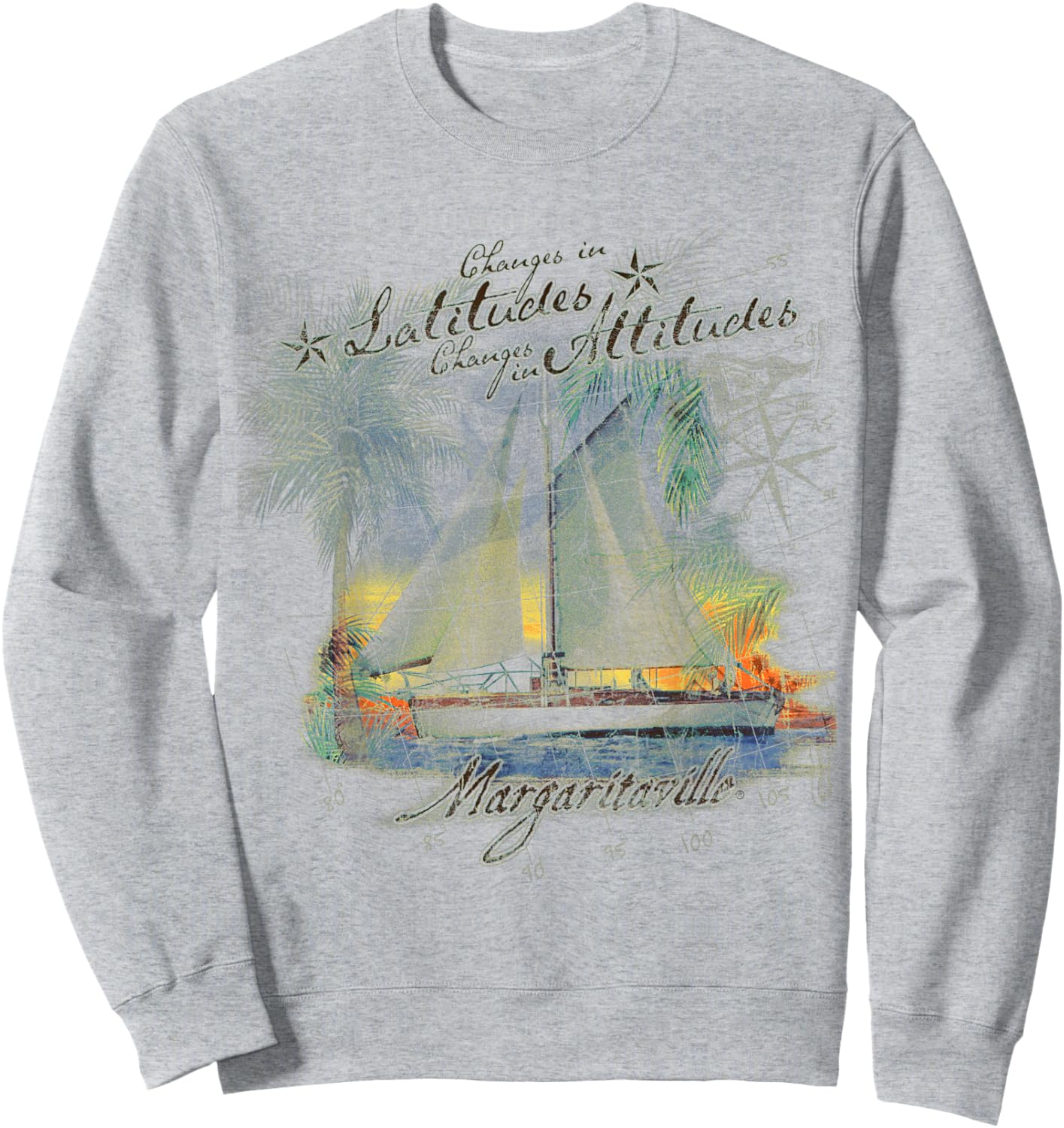 Margaritaville Changes in Latitude Grey Letter Print Sweatshirt - Sweatshirt | Ash