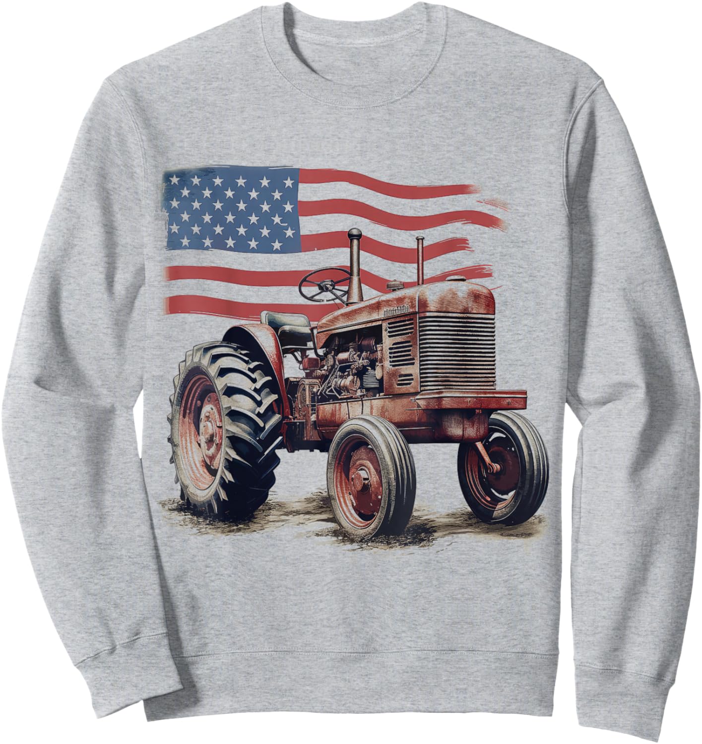 Patriotic Tractor American Flag Tractor Farmer Farm Men Boys Sweatshirt - Sweatshirt | Ash