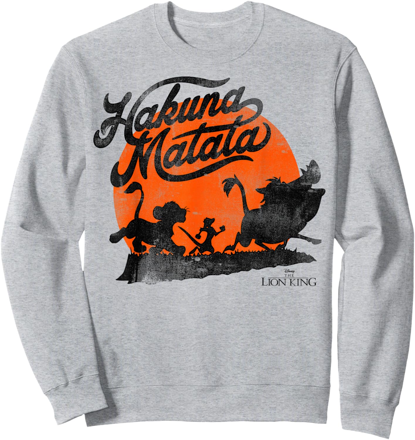 Disney Lion King Hakuna Matata Trio Orange Sunset Silhouette Sweatshirt - Sweatshirt | Ash