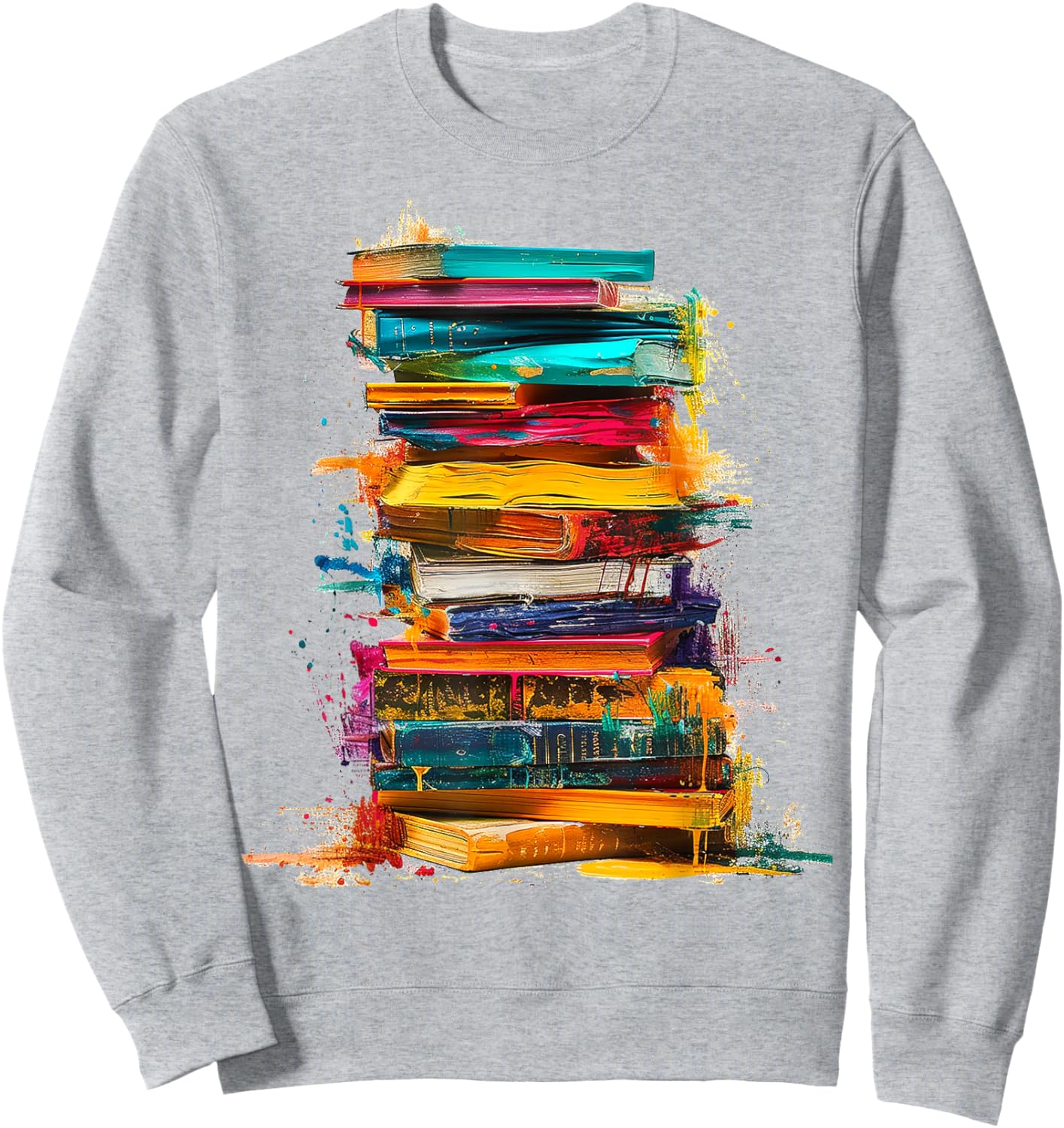 Books Painting Colorful Art Abstract Graphic Books Sweatshirt - Sweatshirt | Ash