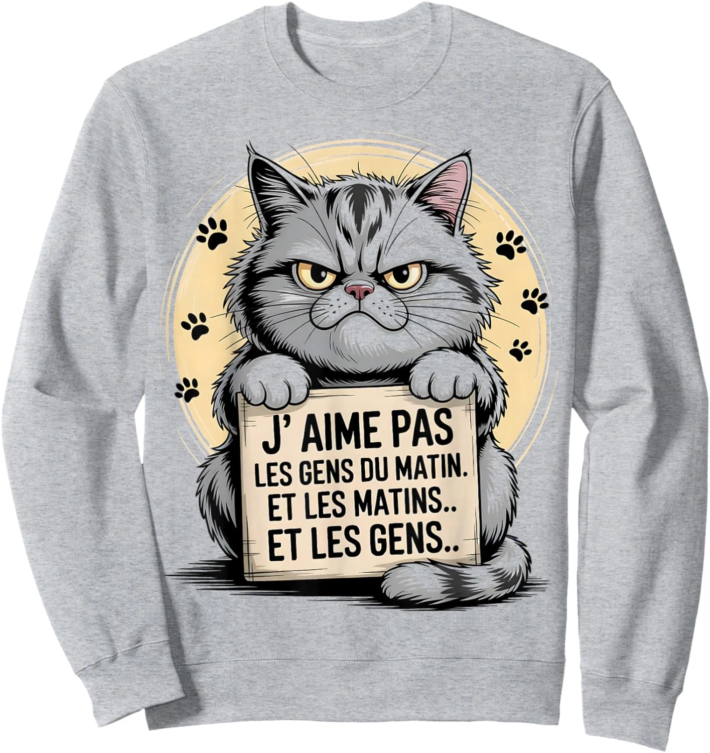I Love Not Morning People Humor Cat Sarcasm Gift Sweatshirt - Sweatshirt | Ash