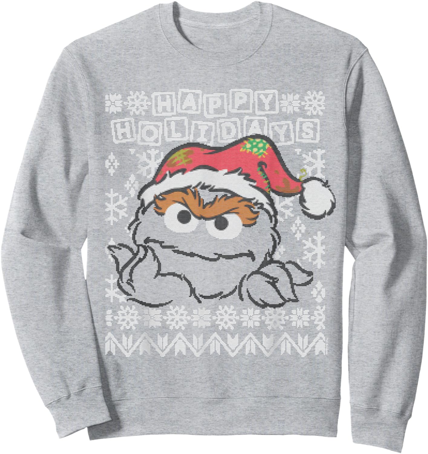 Sesame Street Oscar The Grouch Ugly Christmas Sweatshirt - Sweatshirt | Ash