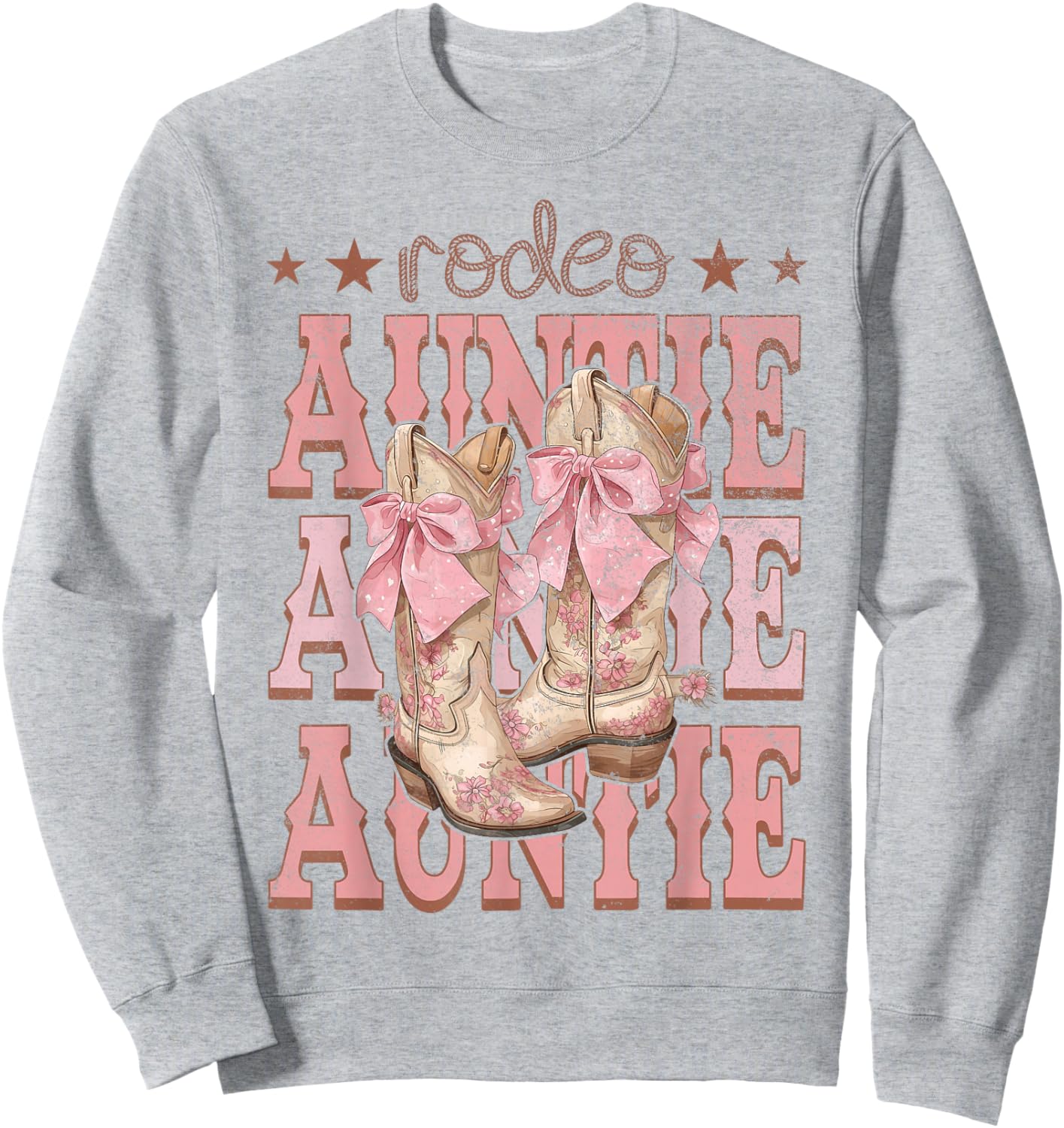 Rodeo Auntie Pink Boots Coquette Cow-Girl Birthday Party Sweatshirt - Sweatshirt | Ash