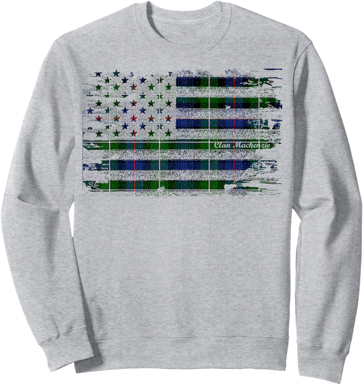Clan Mackenzie American Flag Scottish Tartan Shirt Sweatshirt - Sweatshirt | Ash