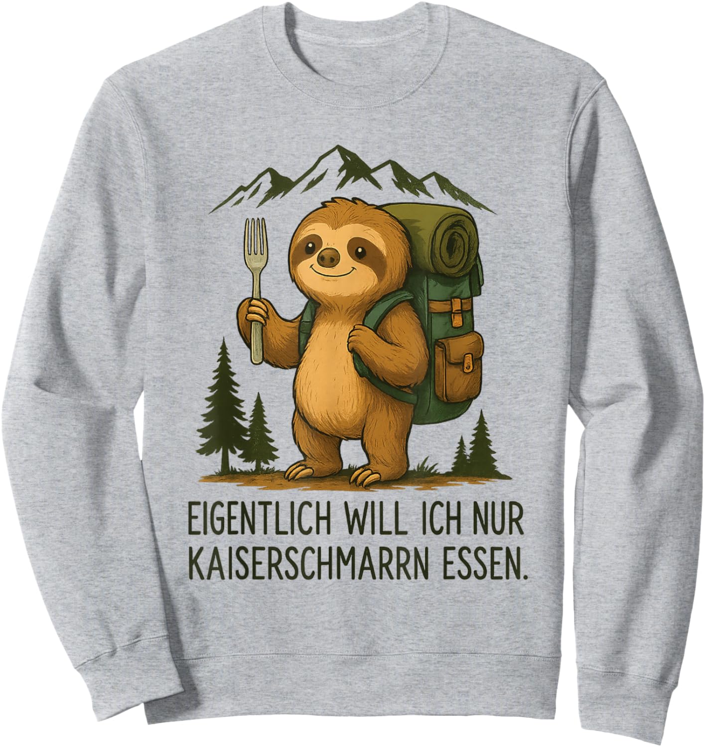 Süßes Faultier Kaiserschmarrn Lustiges Bergsteiger Wander Sweatshirt - Sweatshirt | Ash