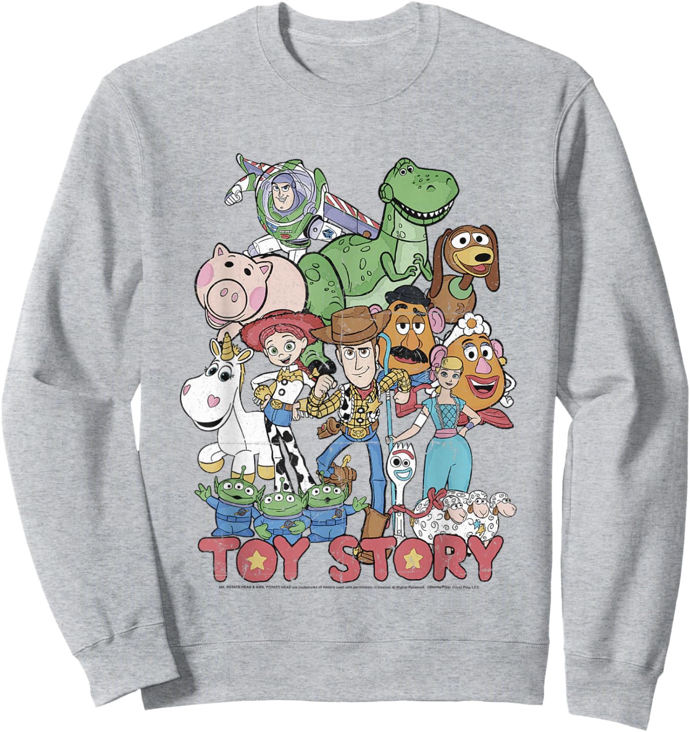 Disney Pixar Toy Story All Stars Distressed Group Shot Sweatshirt - Sweatshirt | Ash