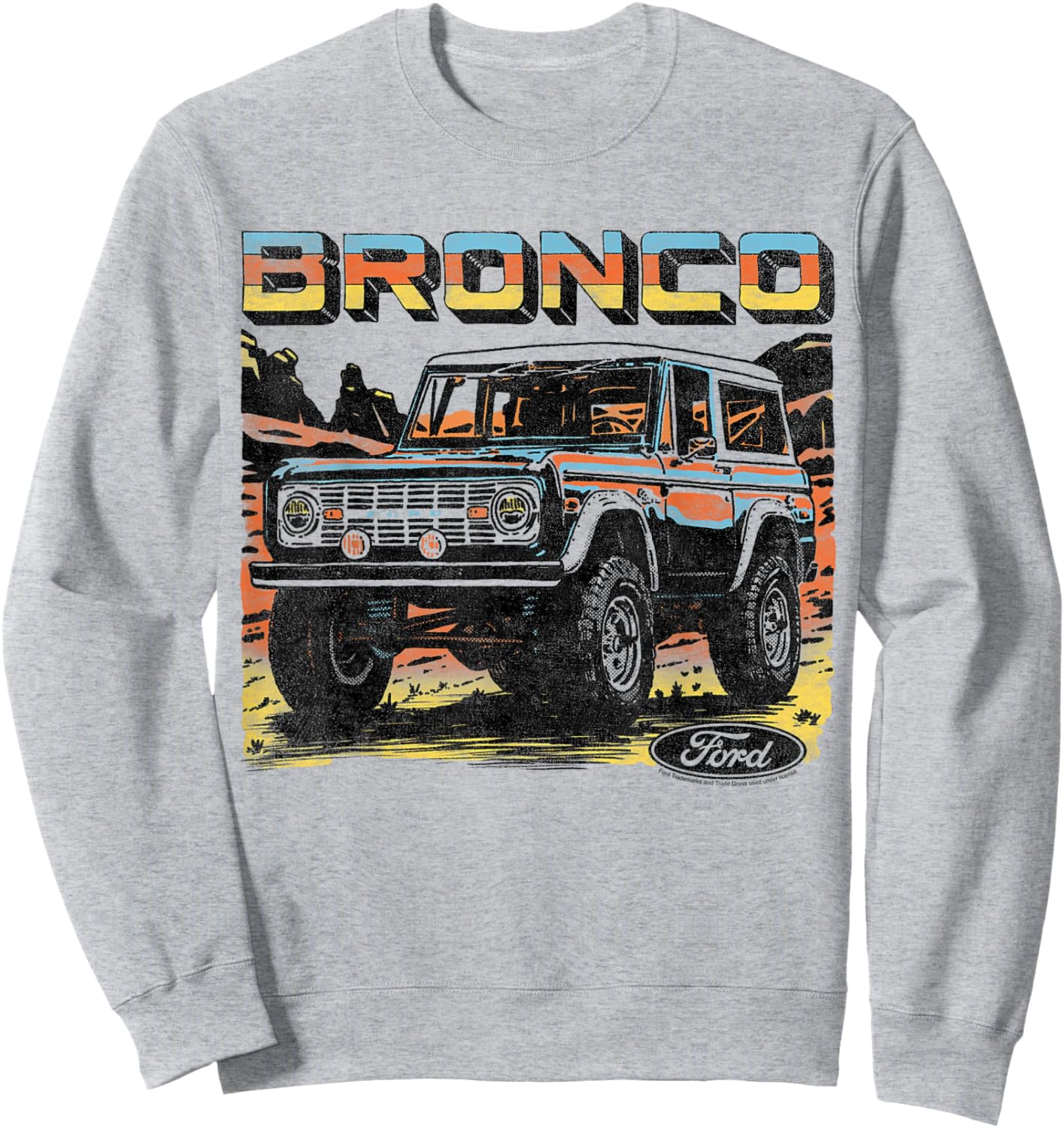 Ford - Bronco SUV Outdoor Desert Mountain Terrain With Logo Sweatshirt - Sweatshirt | Ash