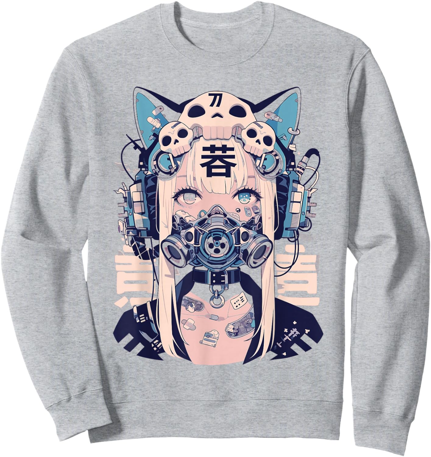 Anime Manga Cyberpunk Aesthetic Techwear Harajuku Cat Girl Sweatshirt - Sweatshirt | Ash