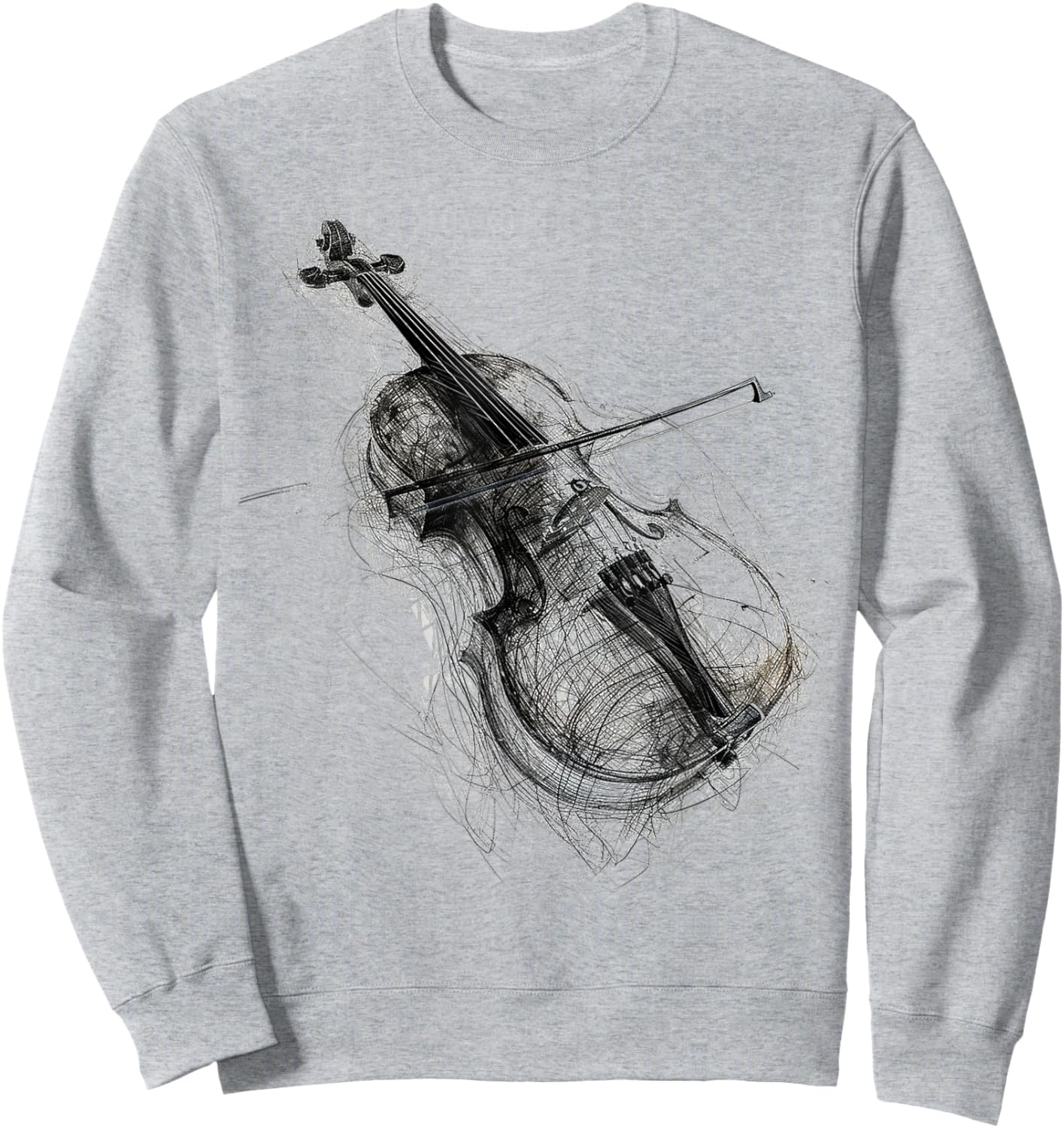 Violin Drawing Art Illustration Abstract Graphic Violin Sweatshirt - Sweatshirt | Ash