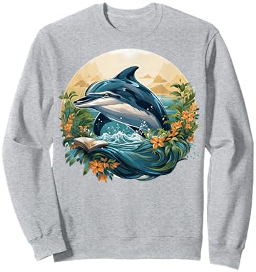 Dolphin Reading Book Sweatshirt - Sweatshirt | Ash
