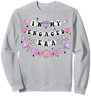 In My Engaged Era Disco Friendship Bracelet Mrs Fiance Bride Sweatshirt - Sweatshirt | Ash